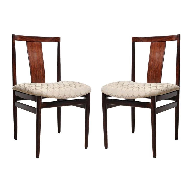Pair of Mid-Century Modern Rosewood Side or Office Chairs with Upholstered Seat
