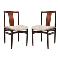 Retro Pair of Mid-Century Modern Rosewood Side or Office Chairs with Upholstered Seat