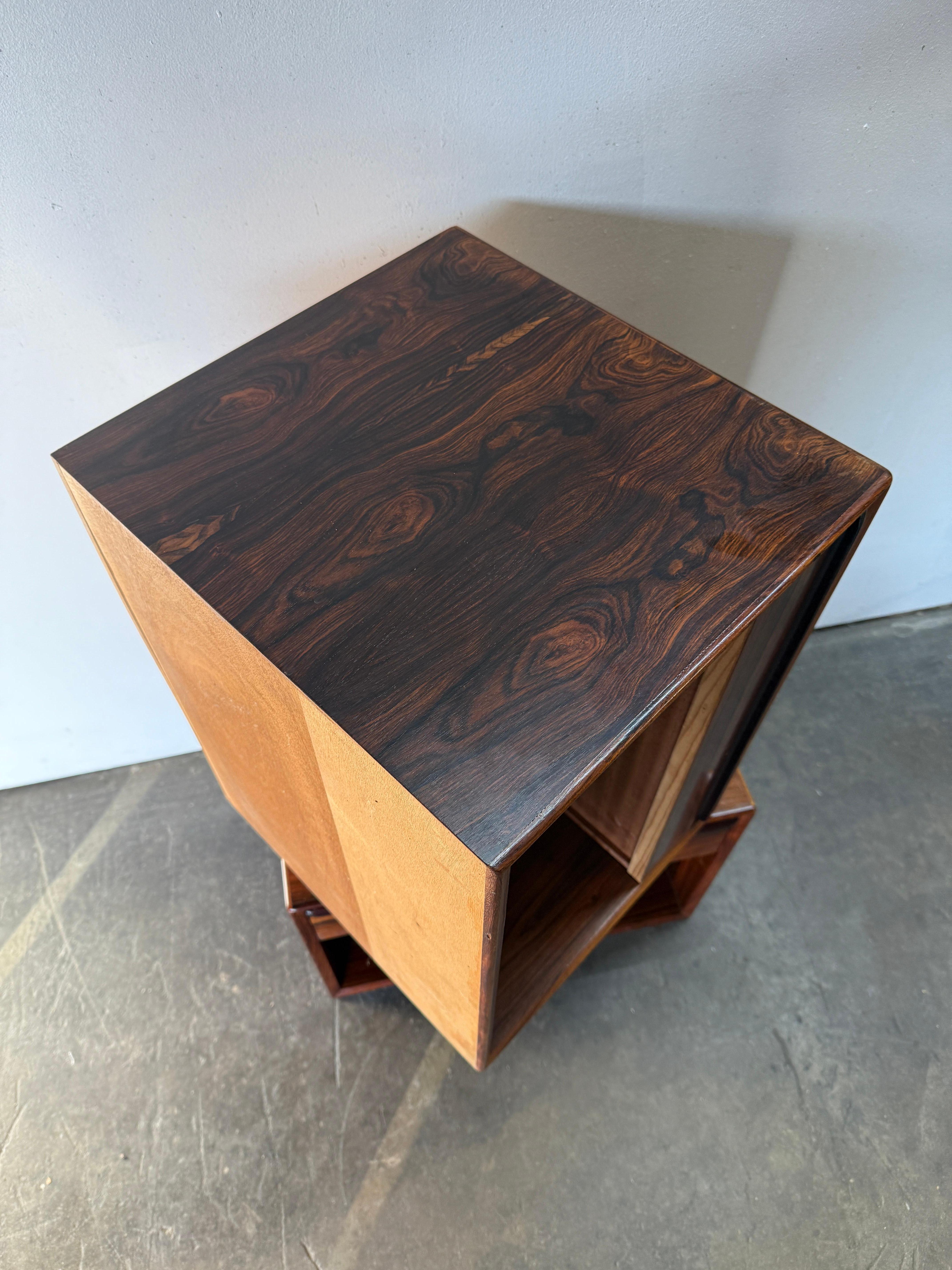 Pair of Mid Century Modern Rosewood single drawer nightstands by Westnofa Norway For Sale 4