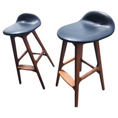 Pair of Mid Century Modern Rosewood with Teak Bar Stools by Erik Buch