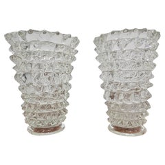 Pair of Mid Century Modern Rostrato Glass Vases designed by Barovier and Toso