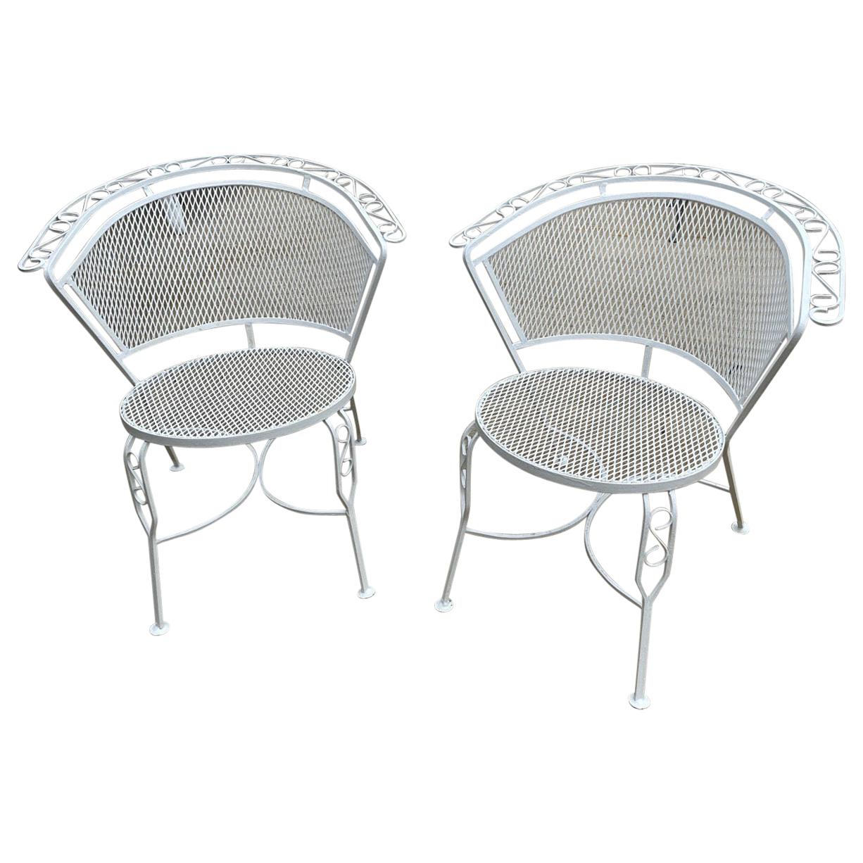 Check Pair of Mid-Century Modern Russell Woodard Style Patio Dining Chairs