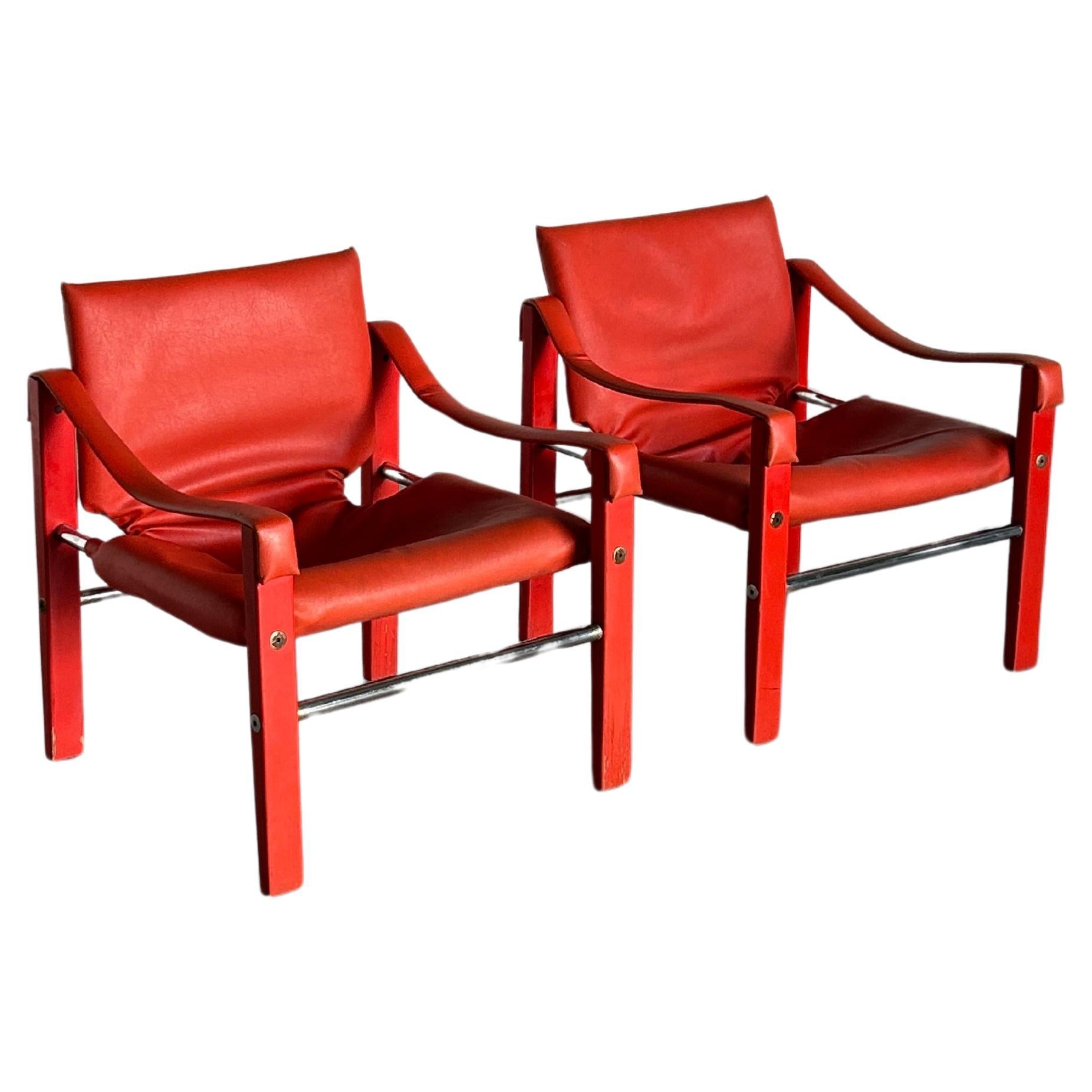 Ein Paar moderne Safari-Sessel aus der Mitte des Jahrhunderts von Maurice Burke für Arkana, 1960er Jahre