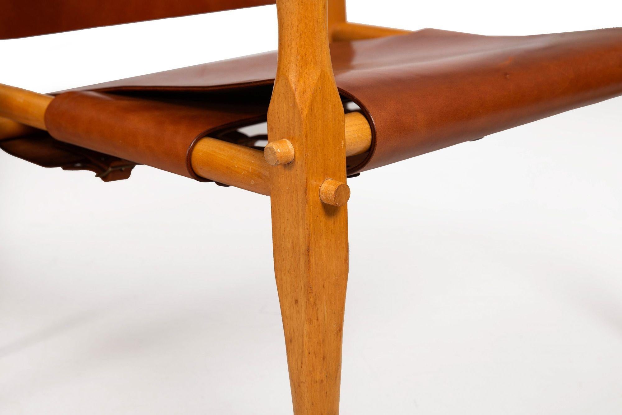 Pair of Mid Century Modern “Safari” Leather Chairs attr. Wilhelm Kienzle ca.1970 4