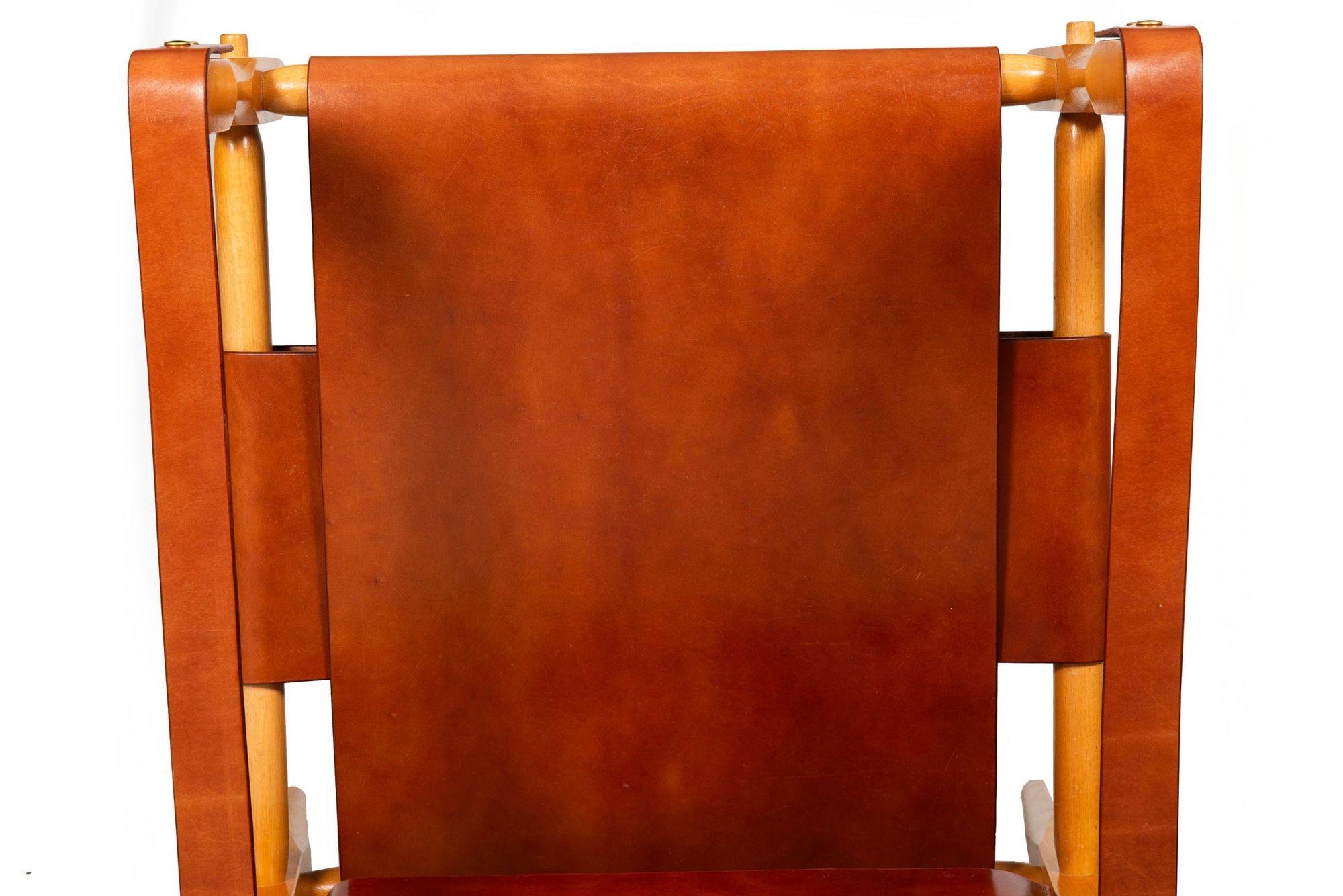 Pair of Mid Century Modern “Safari” Leather Chairs attr. Wilhelm Kienzle ca.1970 6
