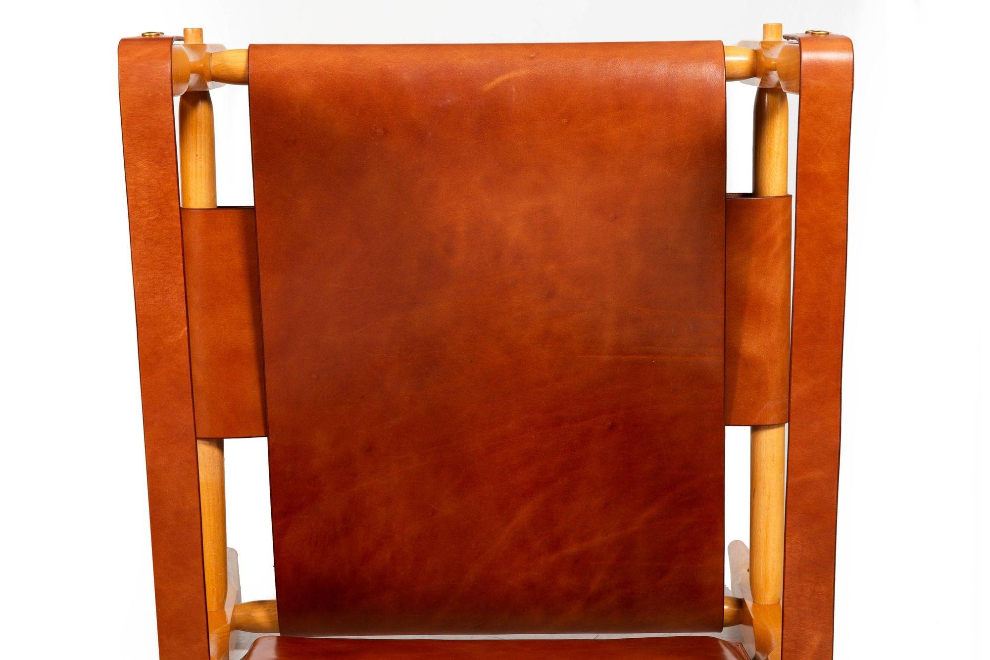Pair of Mid Century Modern “Safari” Leather Chairs attr. Wilhelm Kienzle ca.1970 7