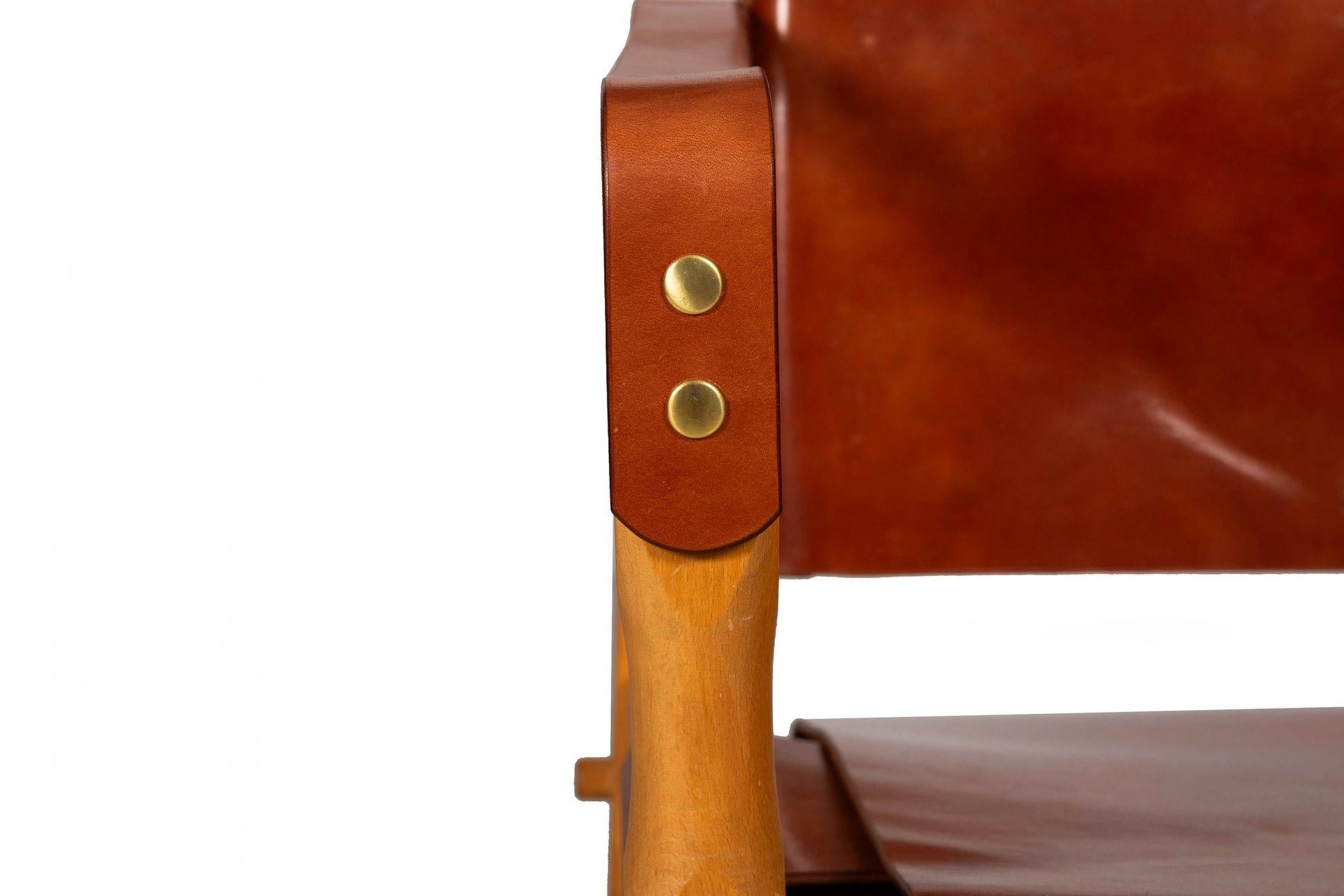 Pair of Mid Century Modern “Safari” Leather Chairs attr. Wilhelm Kienzle ca.1970 9