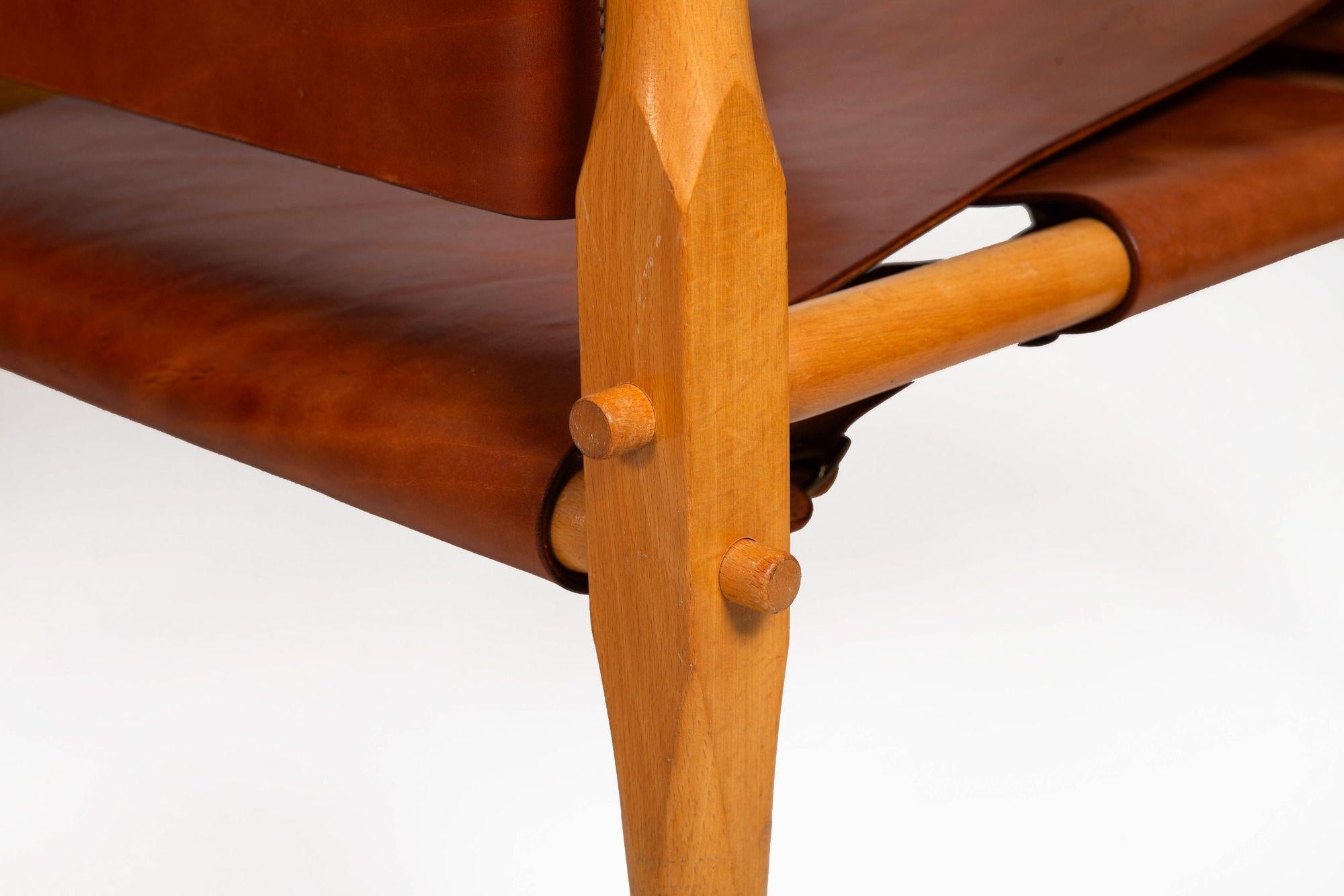 Pair of Mid Century Modern “Safari” Leather Chairs attr. Wilhelm Kienzle ca.1970 12