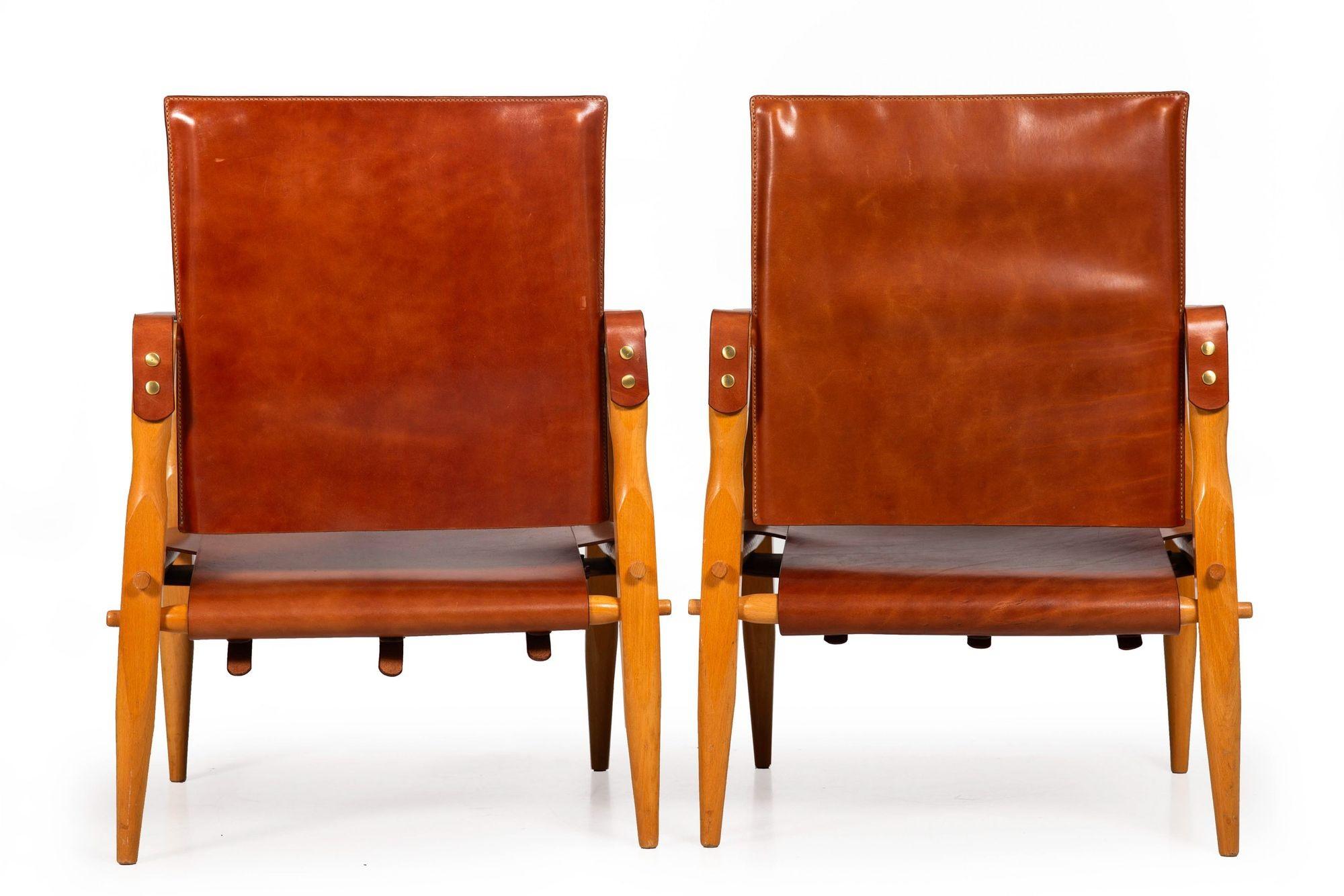 Mid-Century Modern Pair of Mid Century Modern “Safari” Leather Chairs attr. Wilhelm Kienzle ca.1970