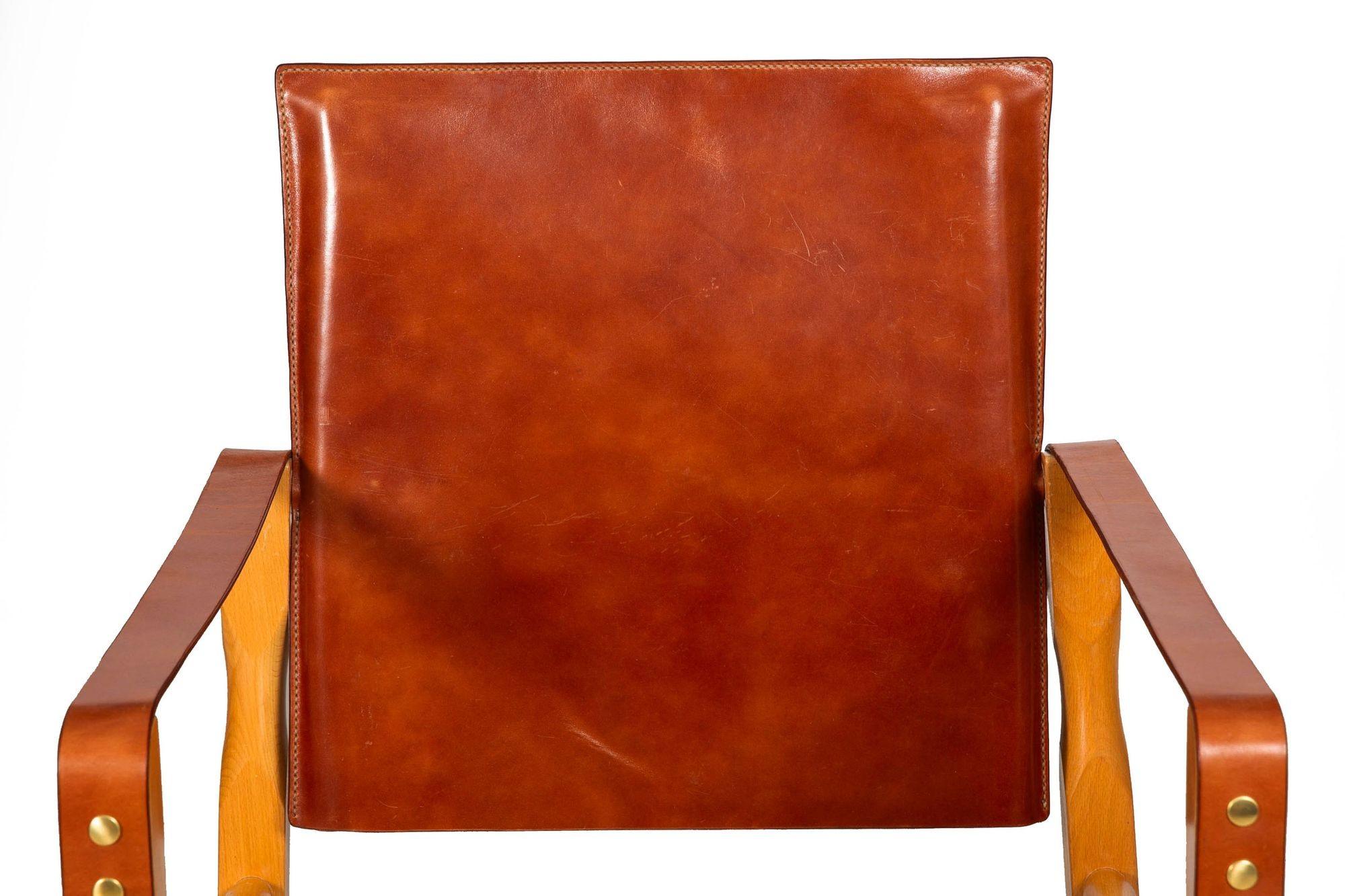 Pair of Mid Century Modern “Safari” Leather Chairs attr. Wilhelm Kienzle ca.1970 In Good Condition In Shippensburg, PA