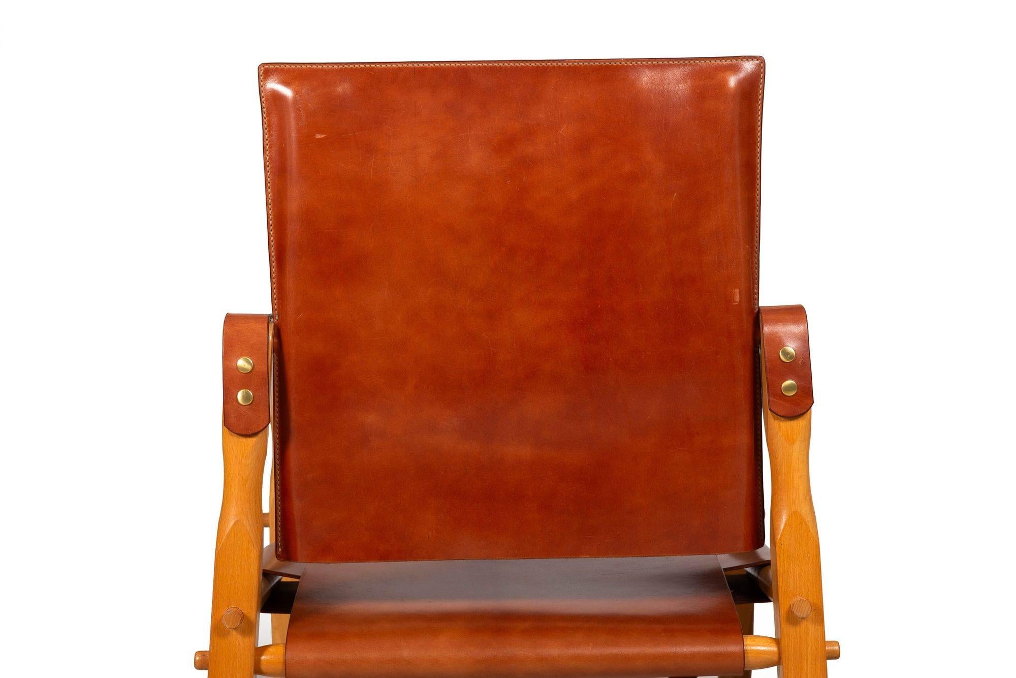 Pair of Mid Century Modern “Safari” Leather Chairs attr. Wilhelm Kienzle ca.1970 1