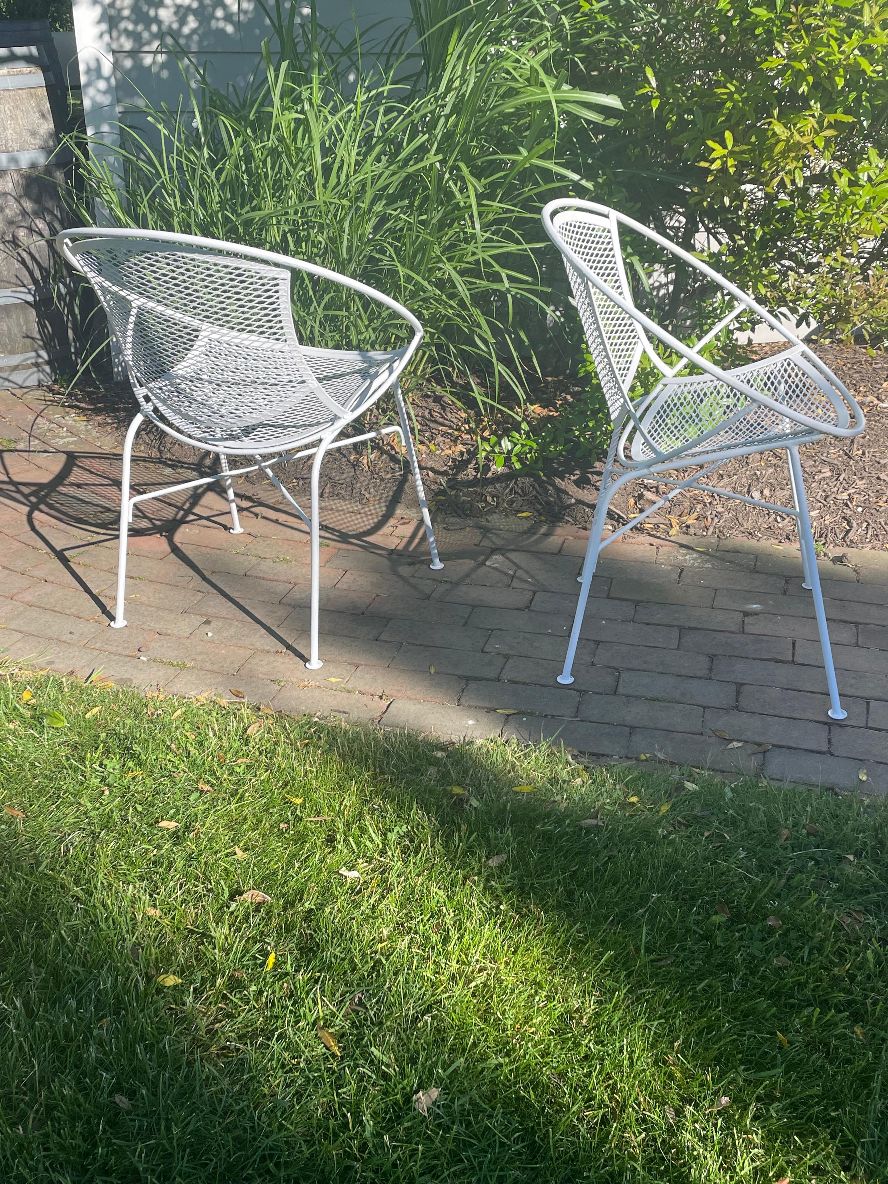 Wrought Iron Pair of Mid Century Modern Salterini Radar Chairs