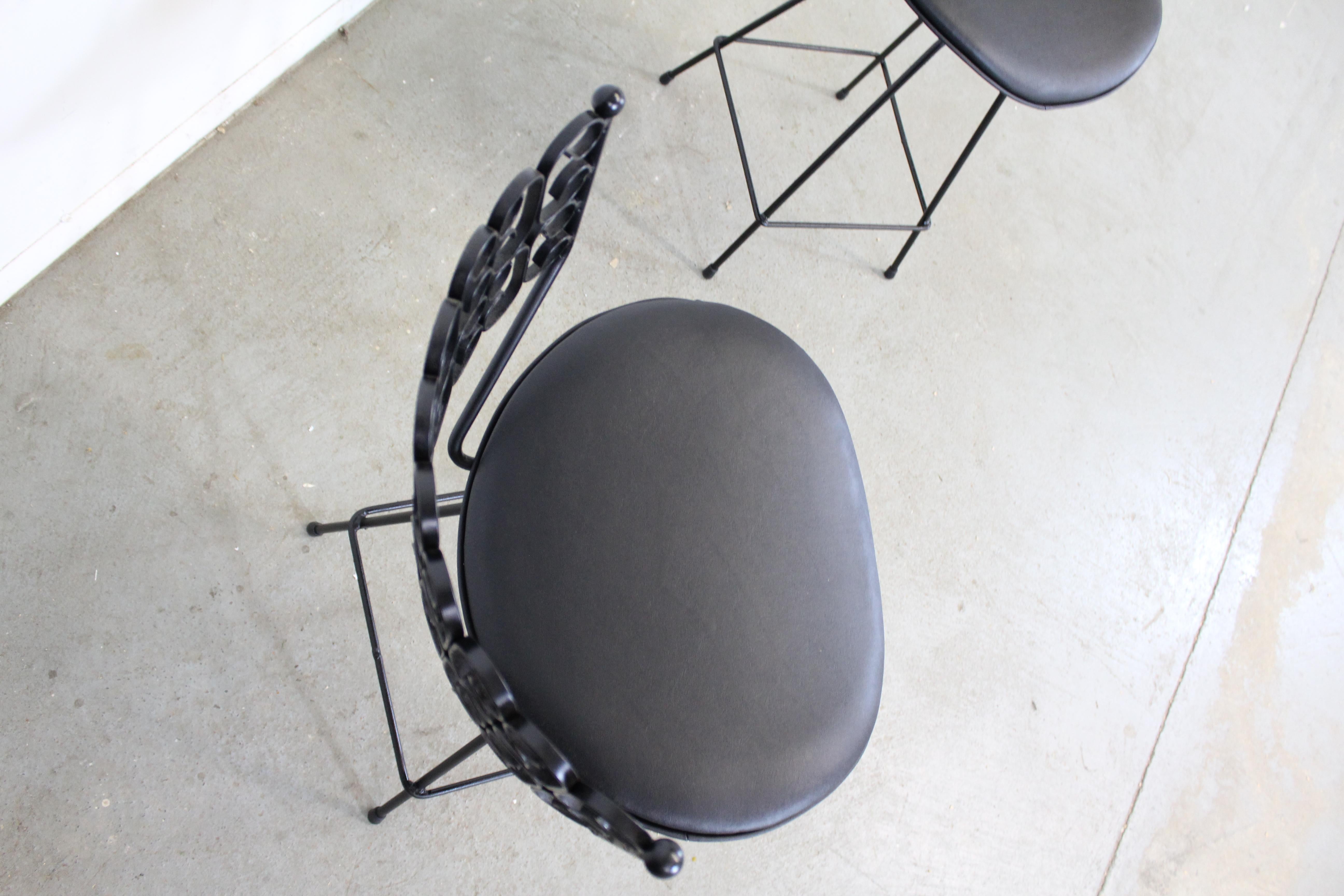 American Pair of Mid-Century Modern Salterini Style Iron Metal Bar/Counter Stools