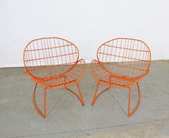 Pair of Mid-Century Modern Salterini Style Clam Shell Outdoor Patio Chairs