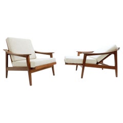 Pair of Mid-Century Modern Scandinavian Armchairs with Adjustable Backrest, 1960