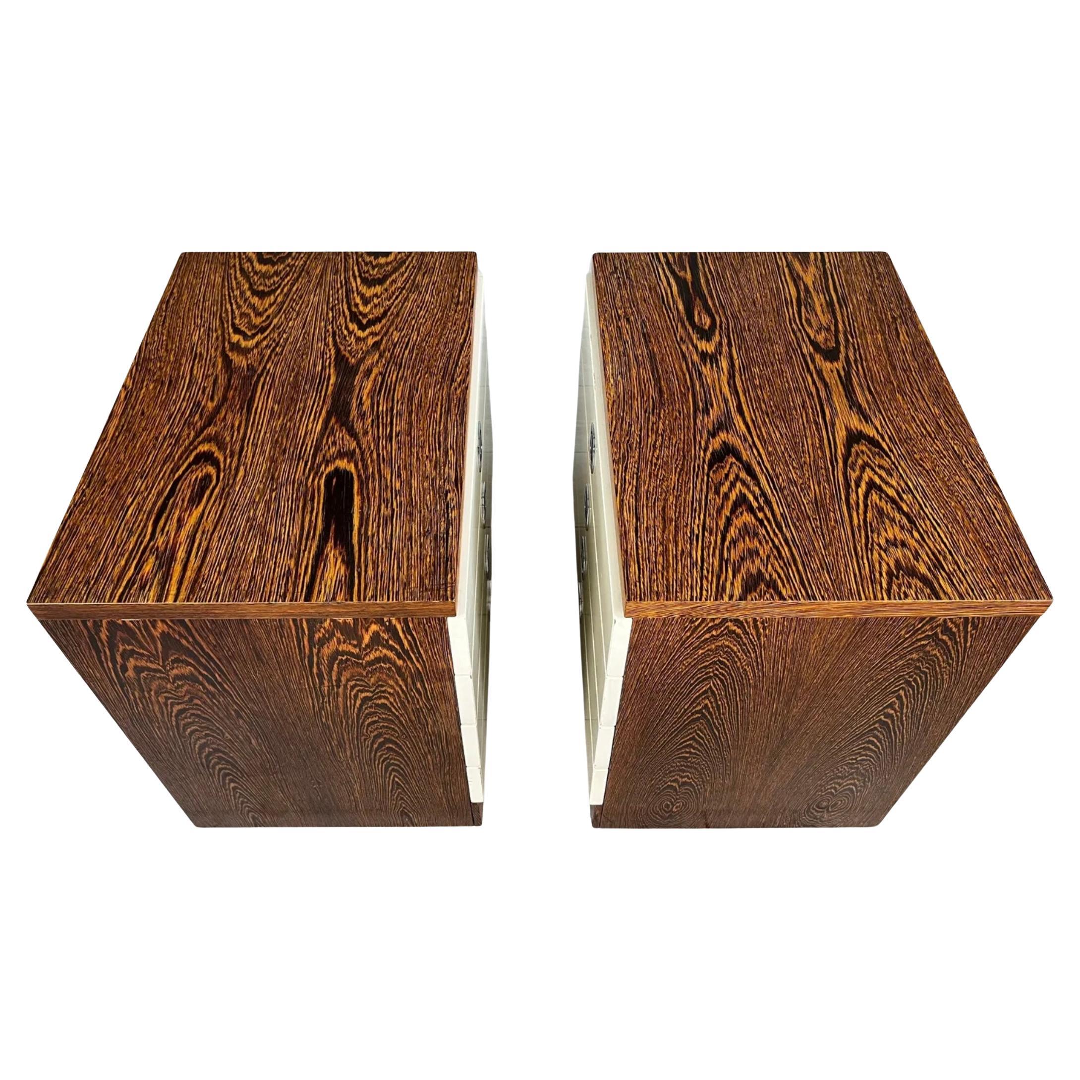 Swedish Pair of Mid century modern Scandinavian Beech 4 drawer nightstands