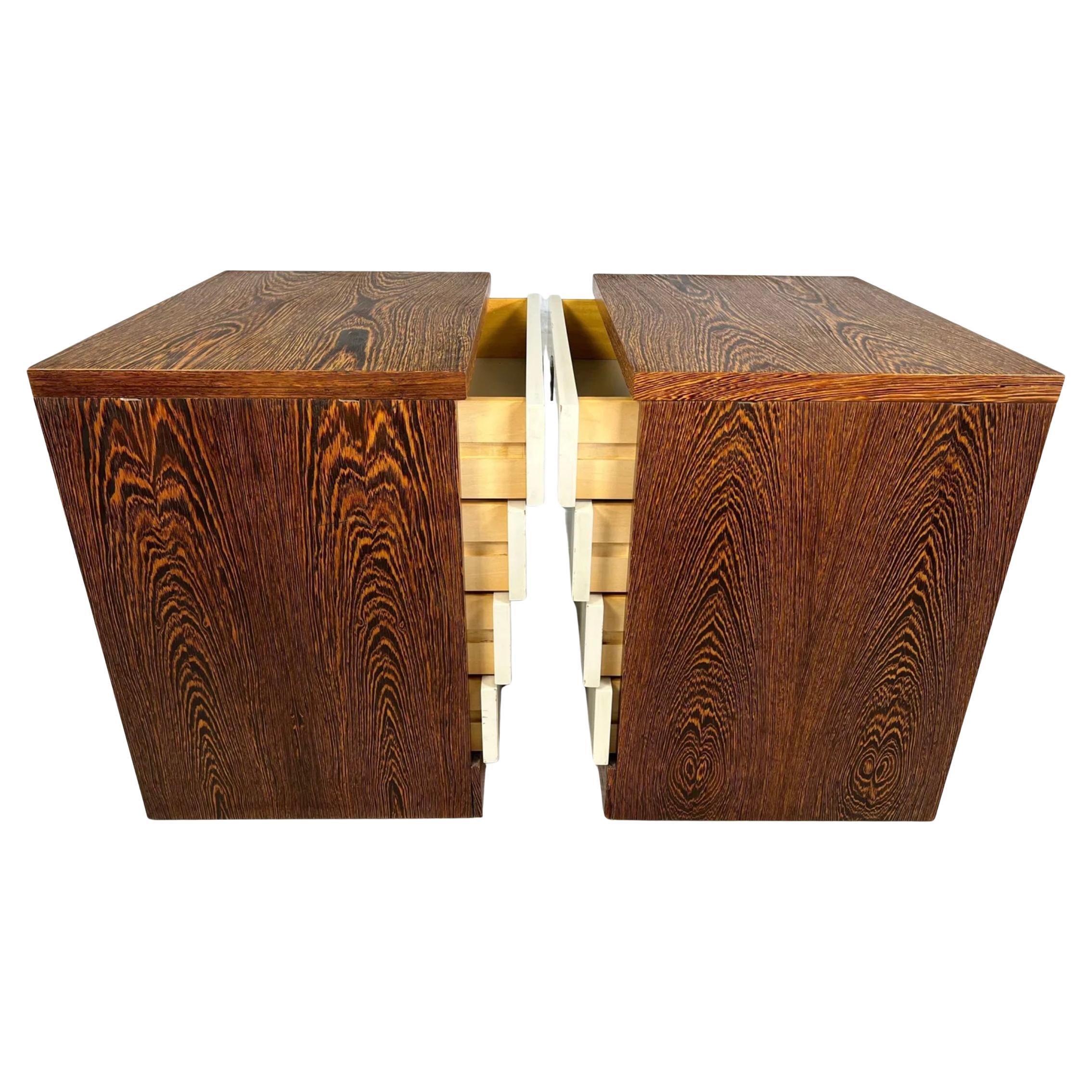 Woodwork Pair of Mid century modern Scandinavian Beech 4 drawer nightstands