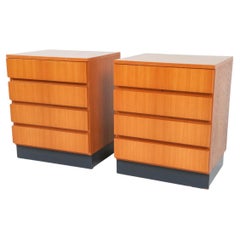 Pair of Mid century modern Scandinavian Beech 4 drawer nightstands