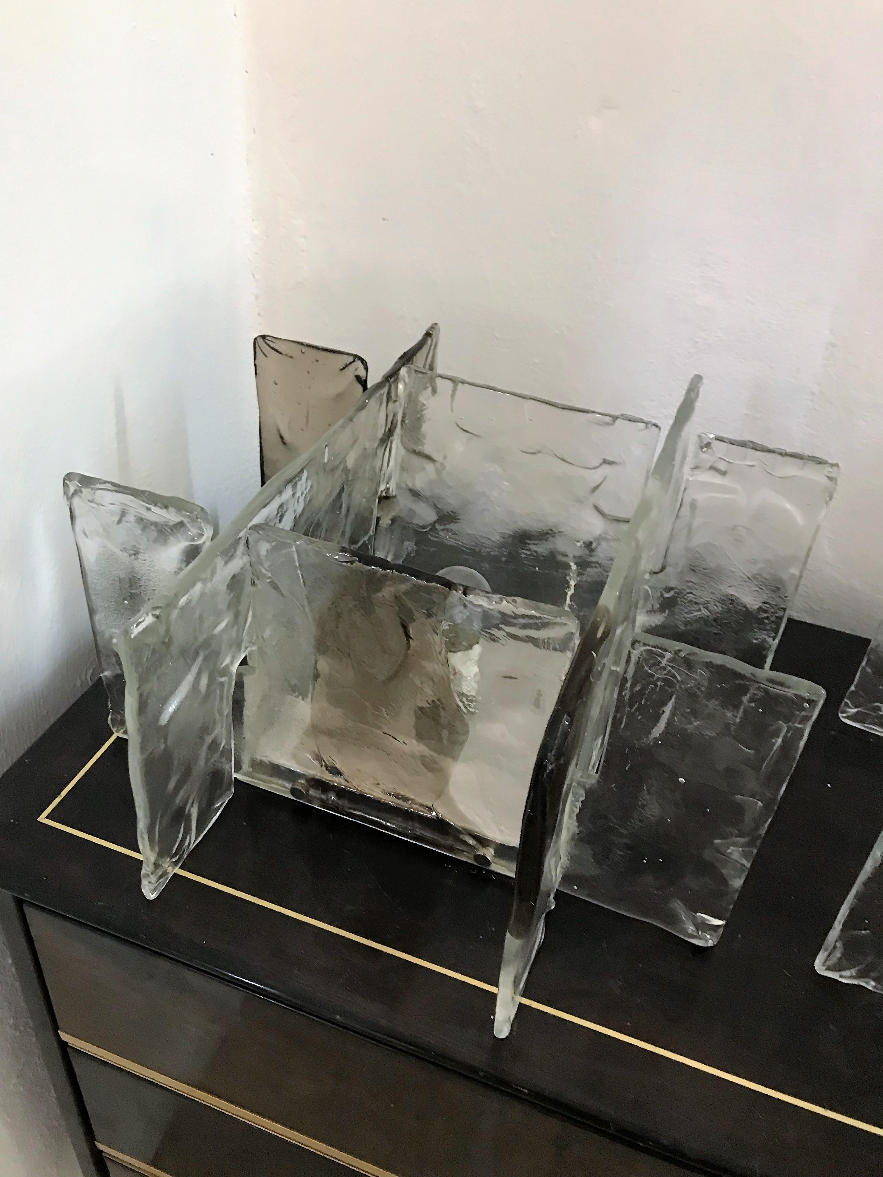 Pareja de apliques modernos de mediados de siglo de Carlo Nason para Mazzega en cristal de Murano 3