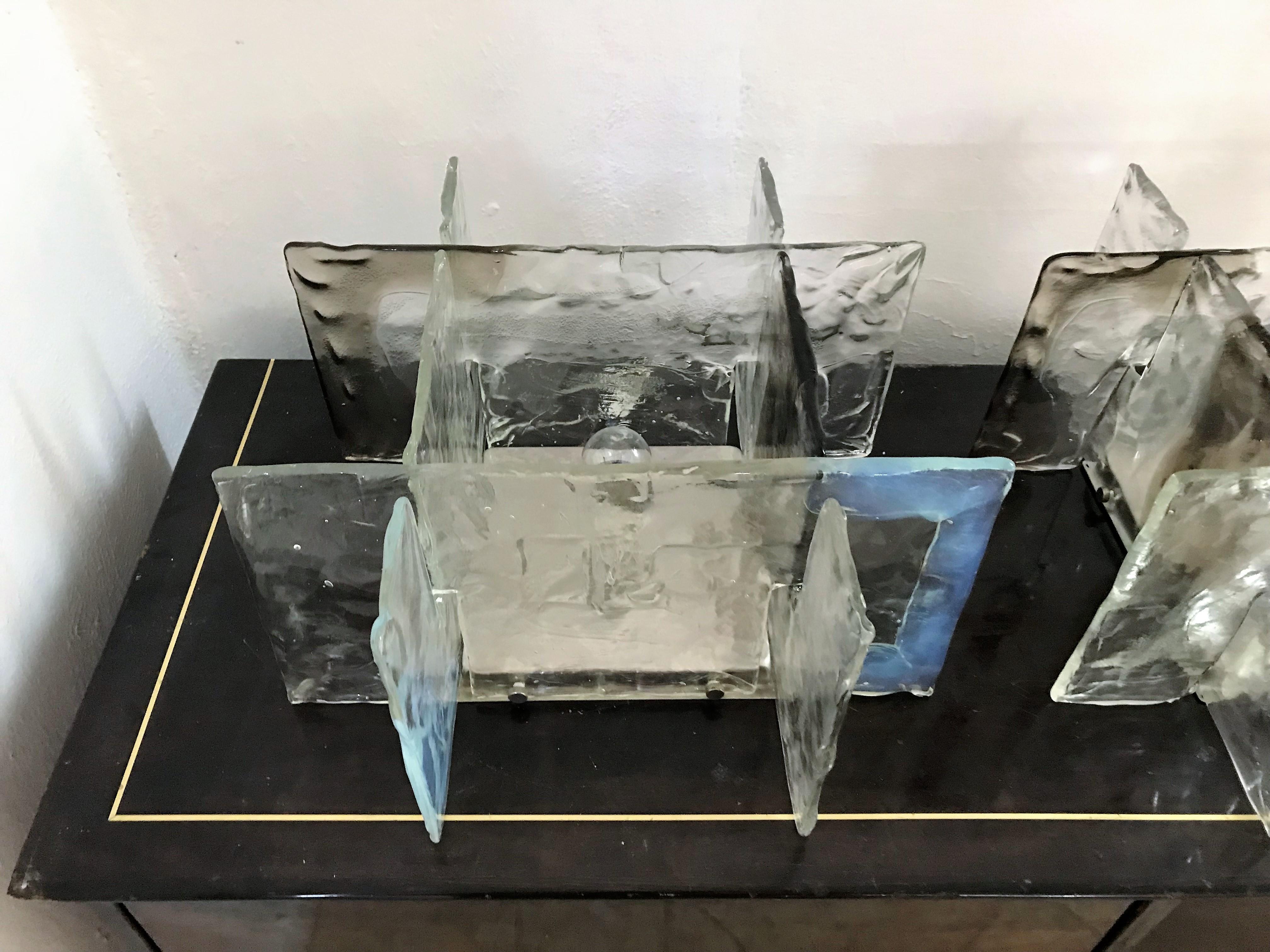 Pareja de apliques modernos de mediados de siglo de Carlo Nason para Mazzega en cristal de Murano en Bueno Estado en Merida, Yucatan
