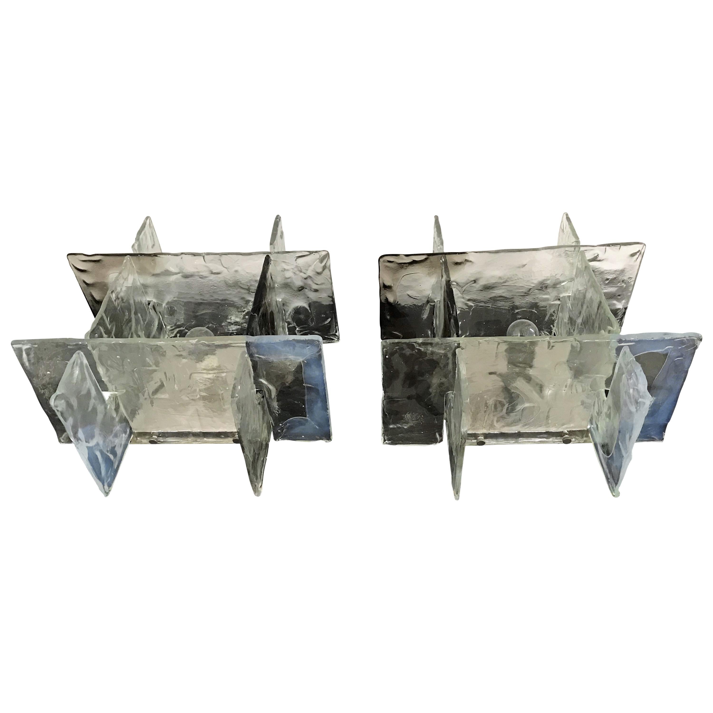 Pair of Mid-Century Modern Sconces by Carlo Nason for Mazzega in Murano Glass For Sale