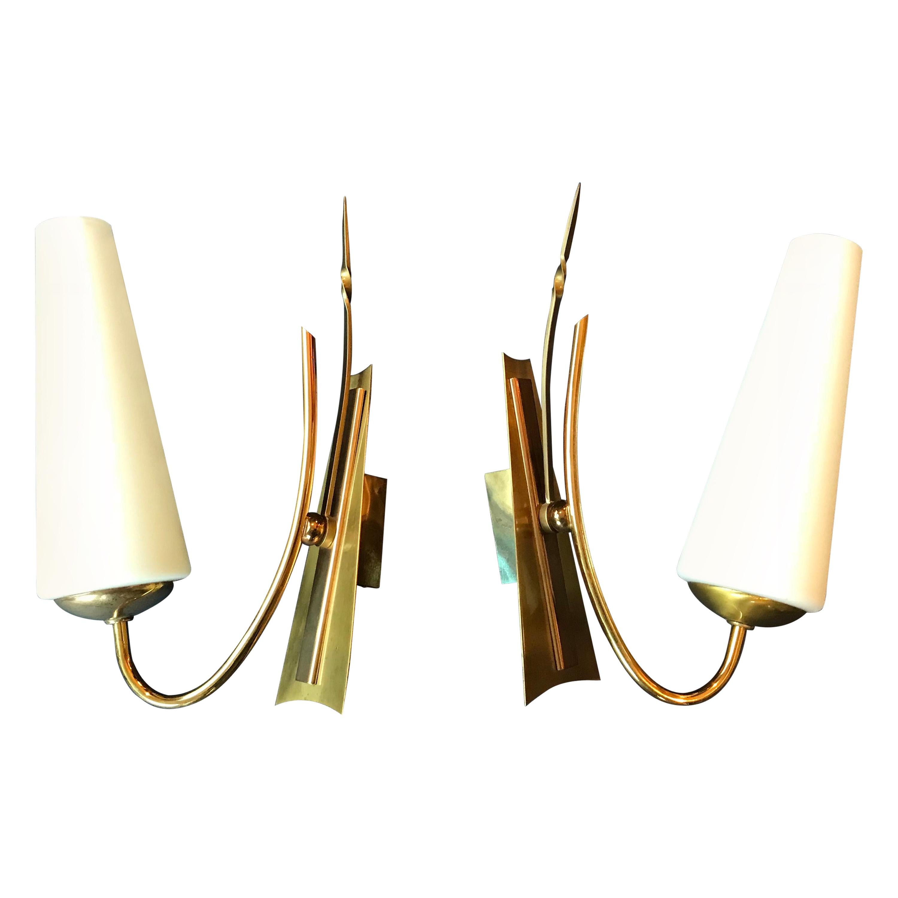 Pair of Mid-Century Modern Sconces, France, 1950