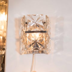 Pair of Mid-Century Modern Sconces in Bevelled and Cut Glass by Kinkeldey