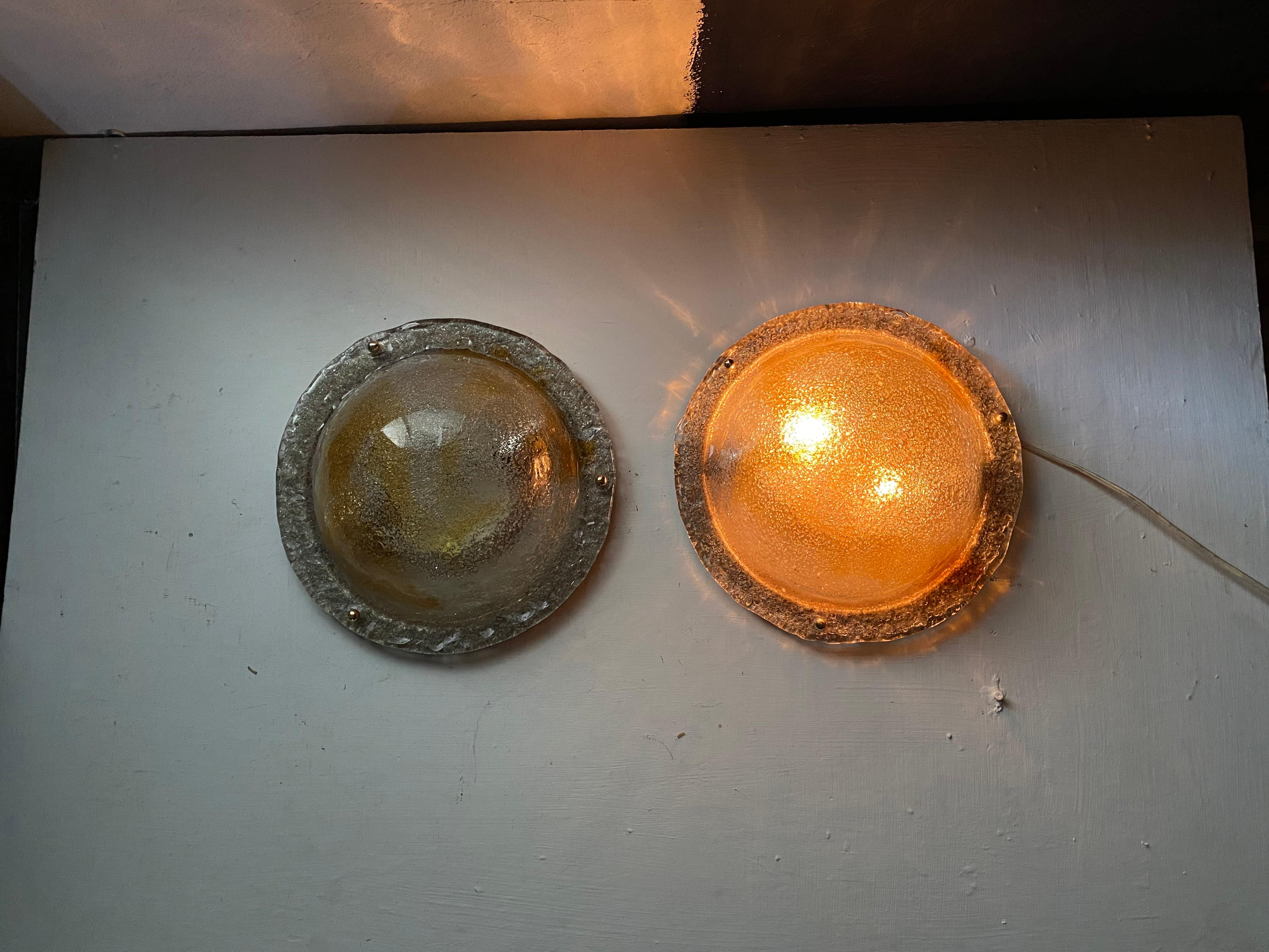 Pair of Mid-Century Modern Sconces in Murano Glass by Carlo Nason for Mazzega For Sale 7