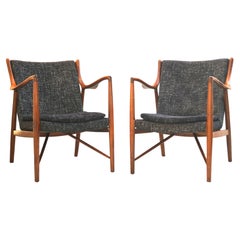 Pair of Mid Century Modern Sculpted Finn Juhl Style Side Lounge Chairs