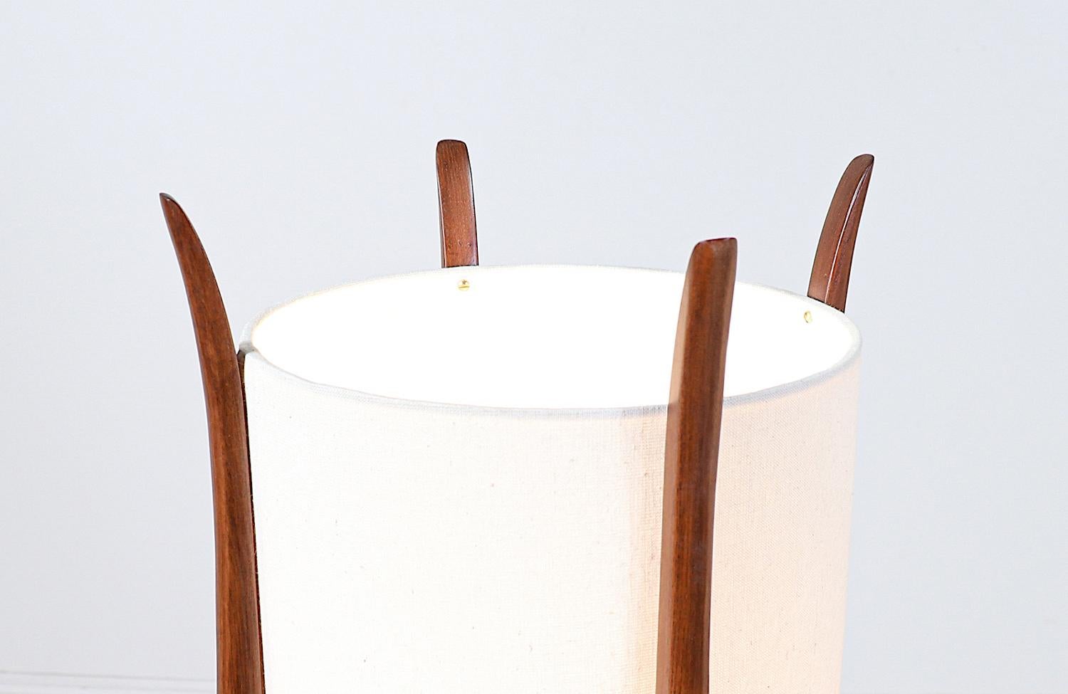 Mid-20th Century Pair of Mid-Century Modern Sculpted Walnut Table Lamps by Modeline