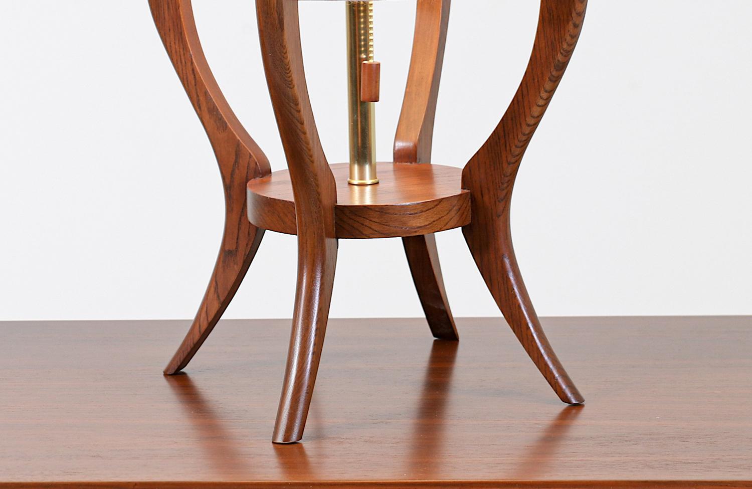 Pair of Mid-Century Modern Sculpted Walnut Table Lamps by Modeline 2