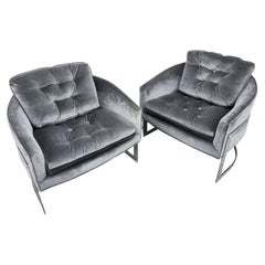 Coppia di poltrone lounge scultoree con schienale a botte in stile Mid-Century Modern di Milo Baughman