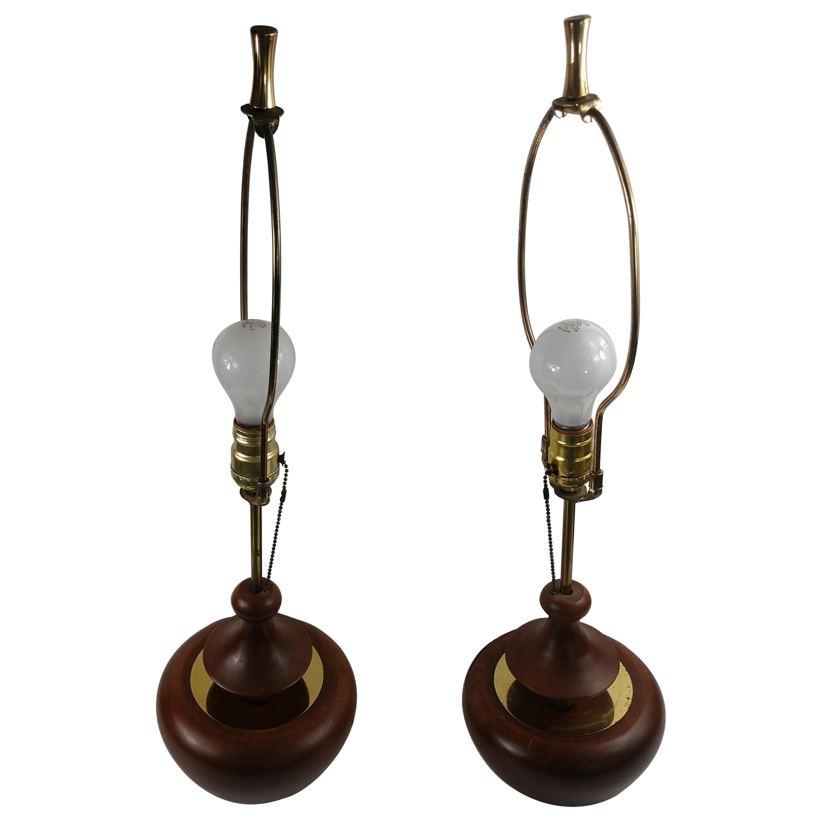 Mid-20th Century Pair of Mid-Century Modern Sculptural Danish Table Lamps For Sale