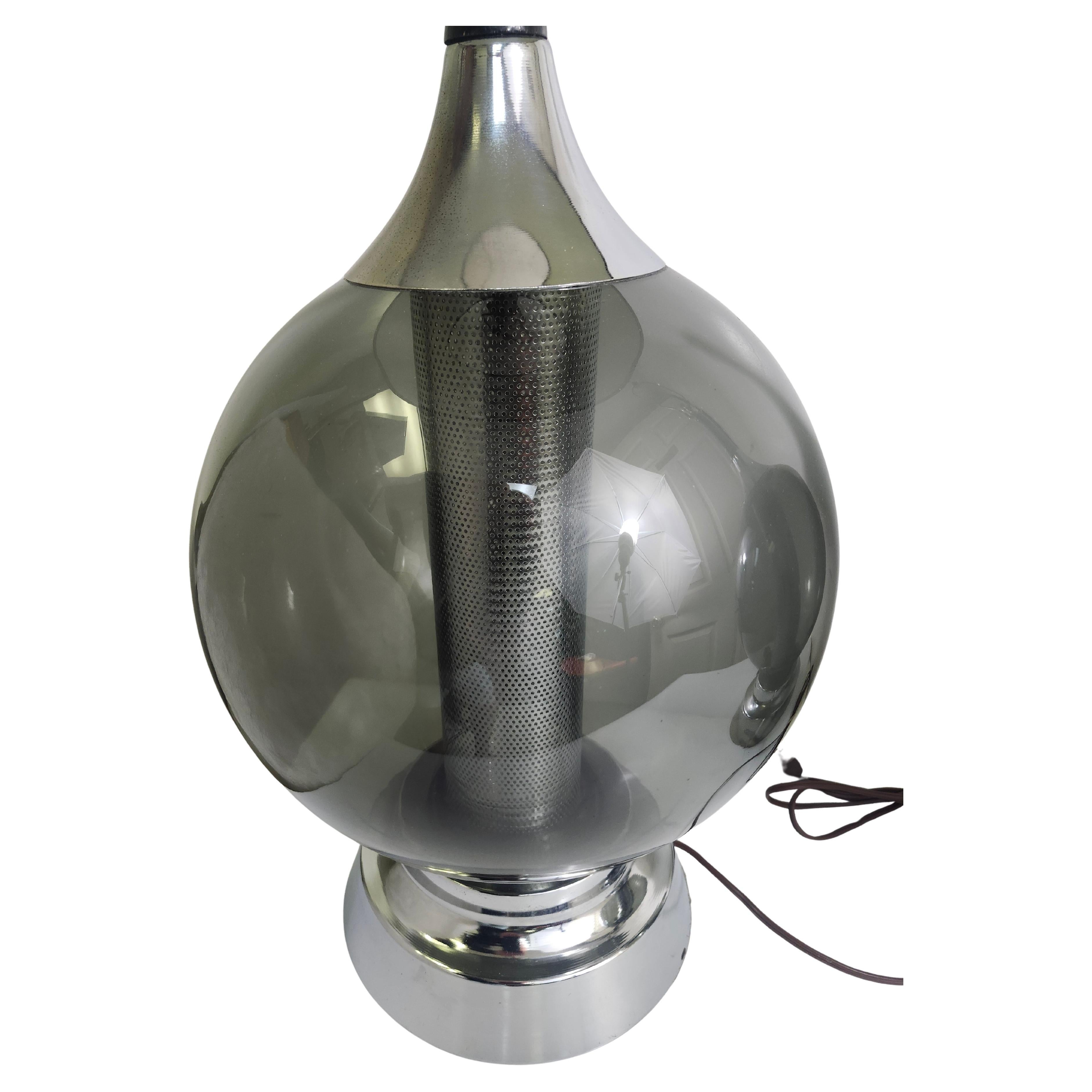 Pair of Mid Century Modern Sculptural Glass Ball with Chrome Diffuser 1970 C1970 In Good Condition For Sale In Port Jervis, NY