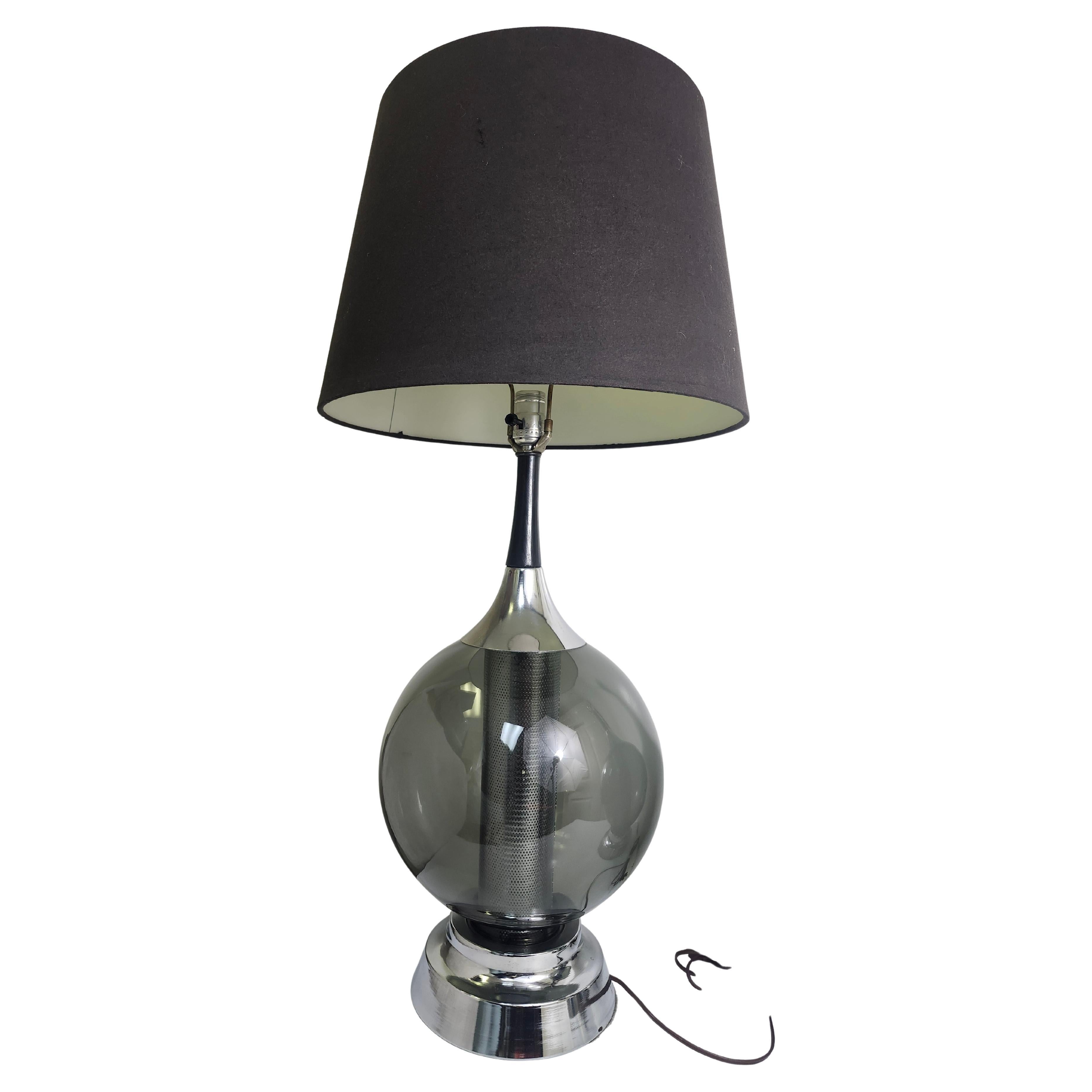 Late 20th Century Pair of Mid Century Modern Sculptural Glass Ball with Chrome Diffuser 1970 C1970 For Sale
