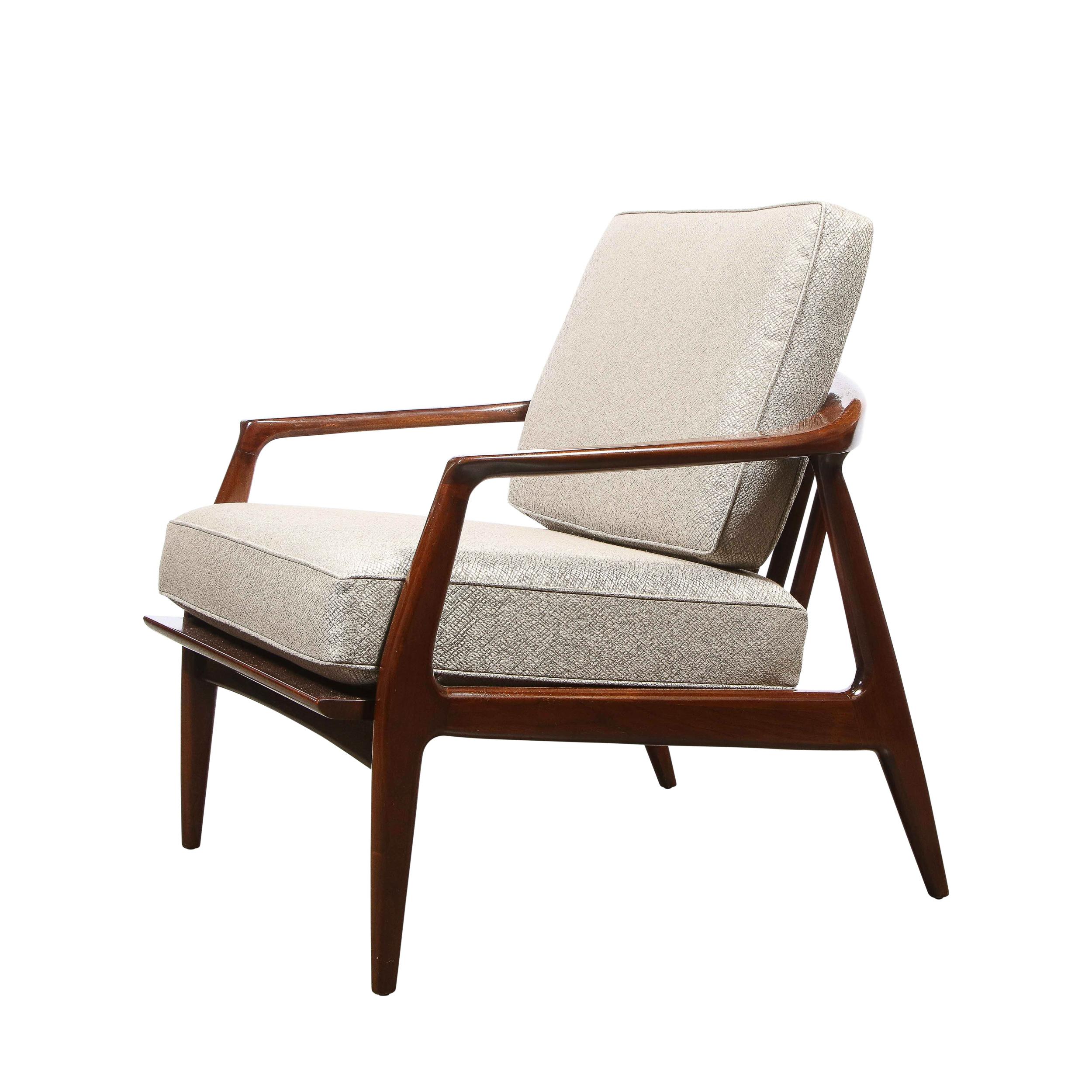 Pair of Mid Century Modern Sculptural Hand Rubbed Walnut Arm/ Lounge Chairs In Excellent Condition In New York, NY