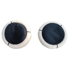 Pair of Mid Century Modern Sculptural Italian Ottomans with Tripod Legs C1960