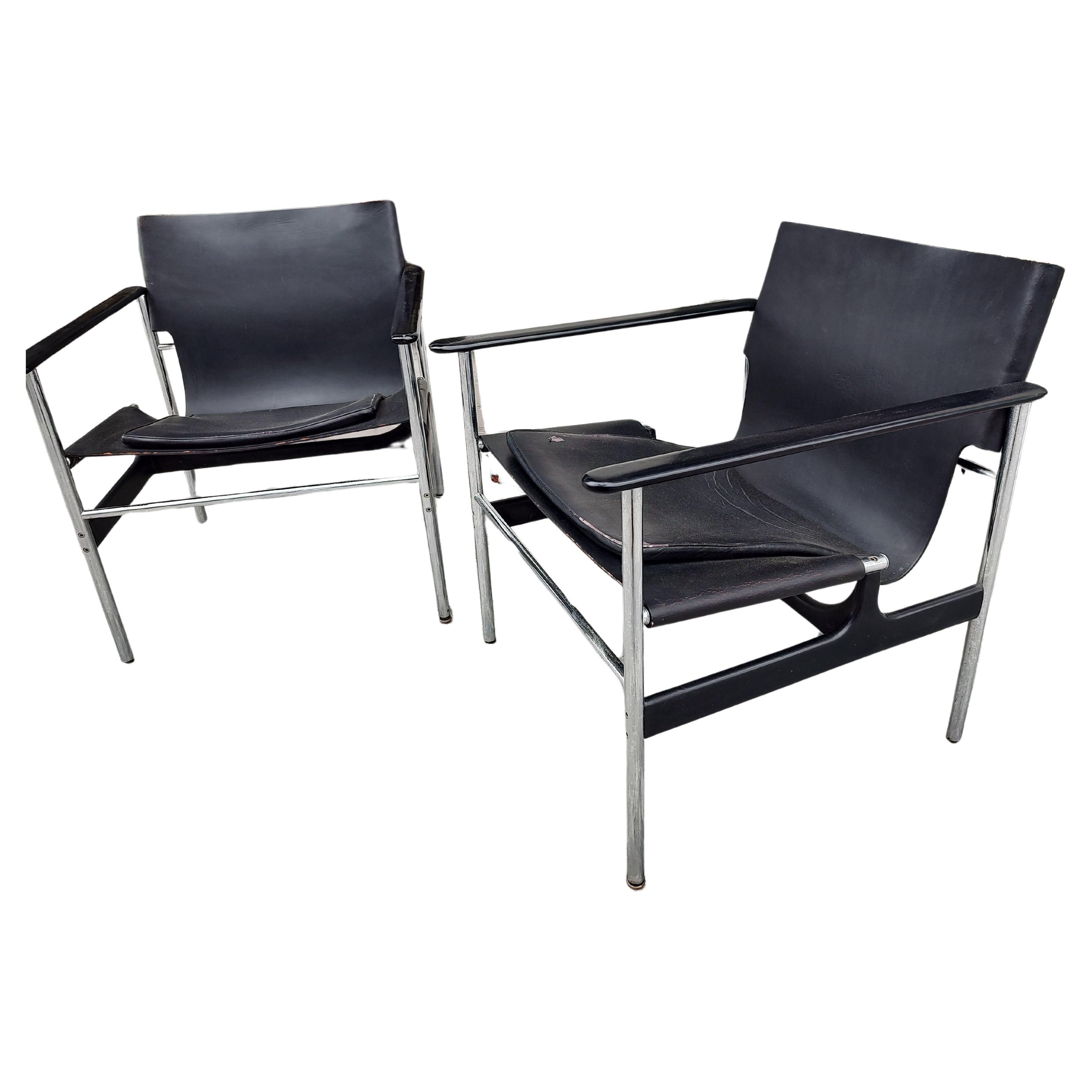 Pair of Mid-Century Modern Sculptural Lounge Chairs "657" Charles Pollock Knoll