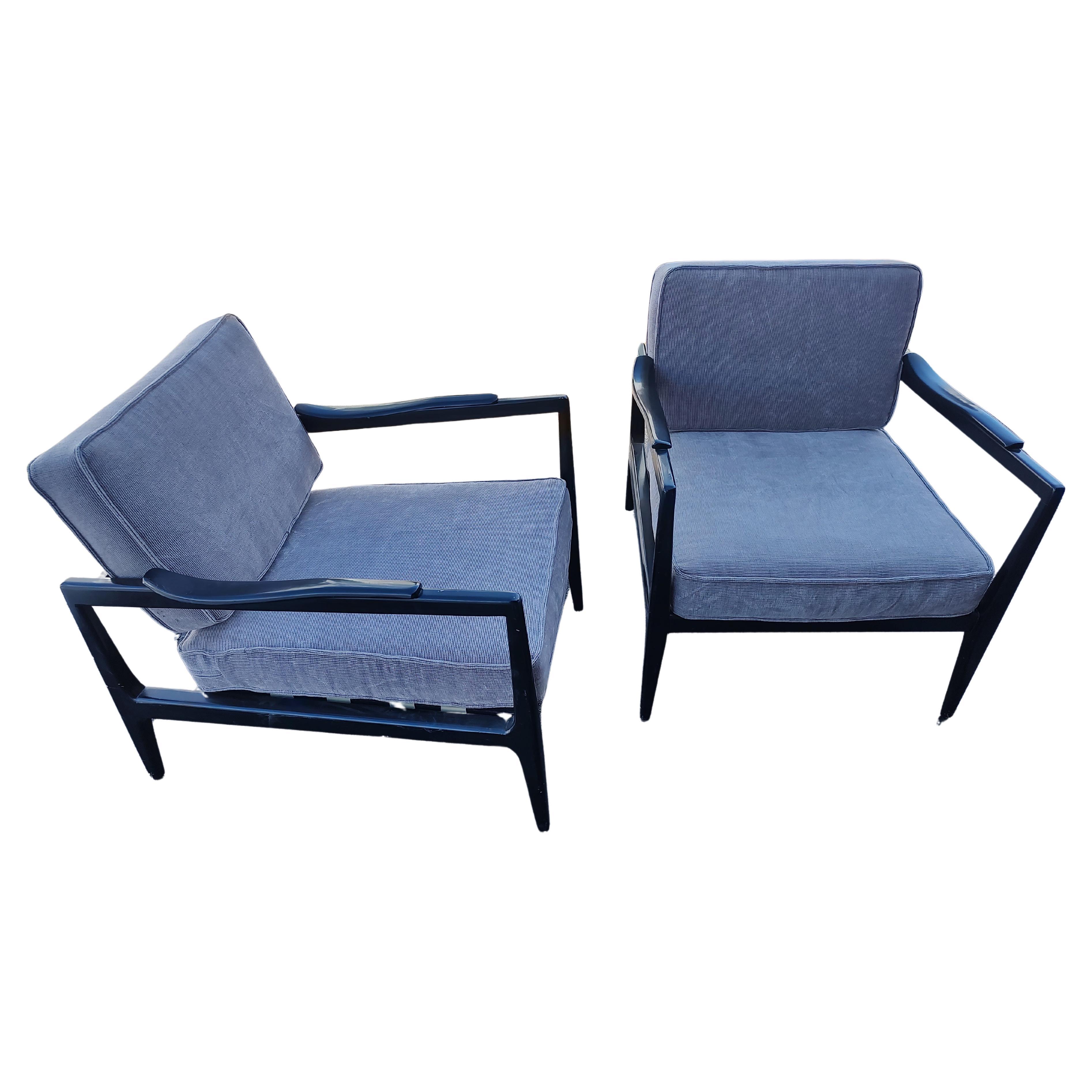 Fabric Pair of Mid Century Modern Sculptural Lounge Chairs by Edmond Spence For Sale