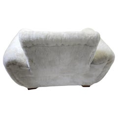 Pair of Mid Century Modern Sculptural Lounge Chairs with a Thick Deep Faux Fur