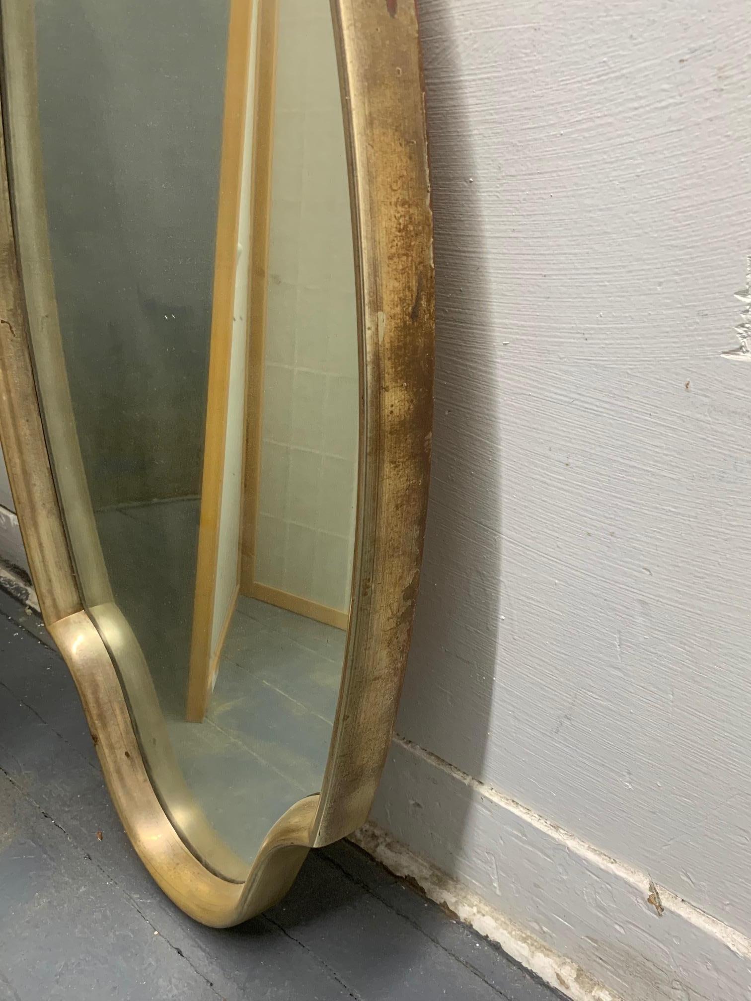 Mid-20th Century Pair of Mid-Century Modern Sculptural Mirrors with Gilded Frame For Sale