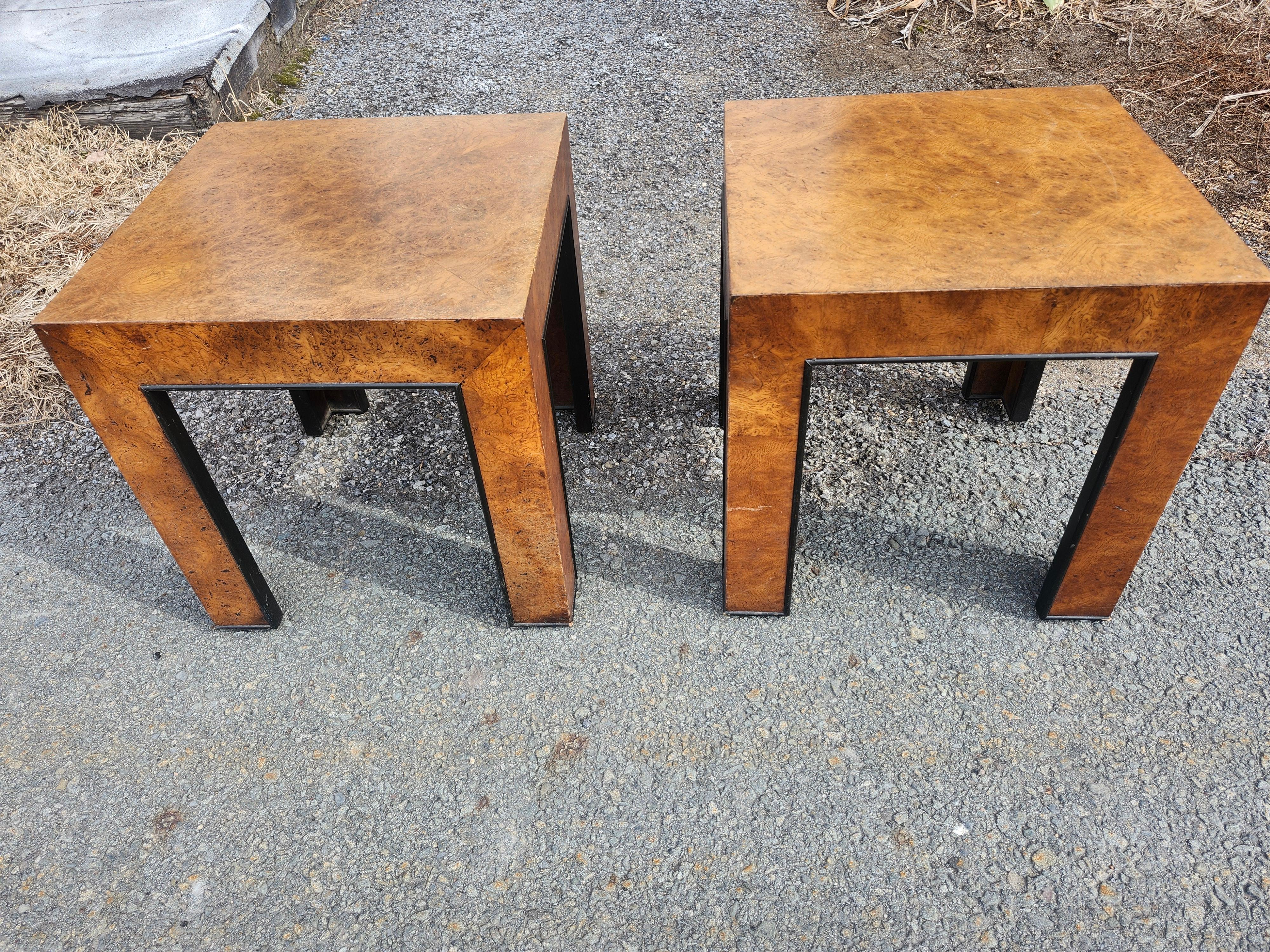Paar moderne skulpturale Beistelltische aus Olivenholz-Wurzelholz, Milo Baughman, Mid-Century Modern (Gemalt) im Angebot