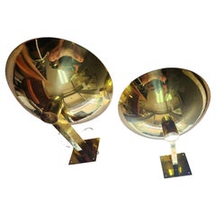 Pair of Mid Century Modern Sculptural Solid Brass Roman Style Wall Sconces C1970