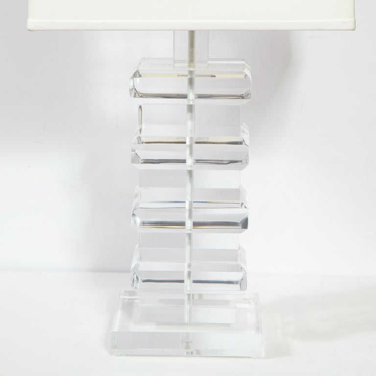 Lucite Table Translucent Pair of Mid-Century Modern Sculptural Translucent Lucite Table Lamps at ...