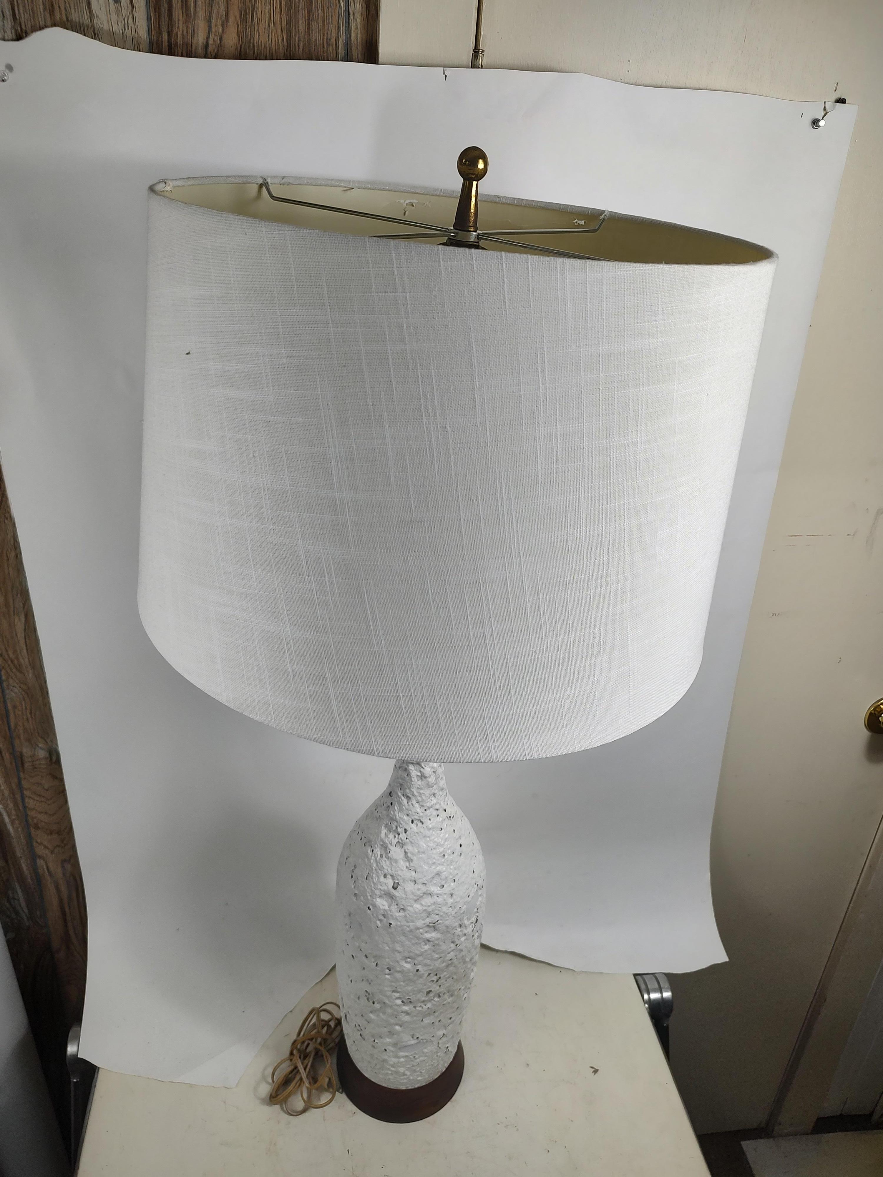 Pair of Mid-Century Modern Sculptural Volcanic Lava Like Textured Table Lamps For Sale 7