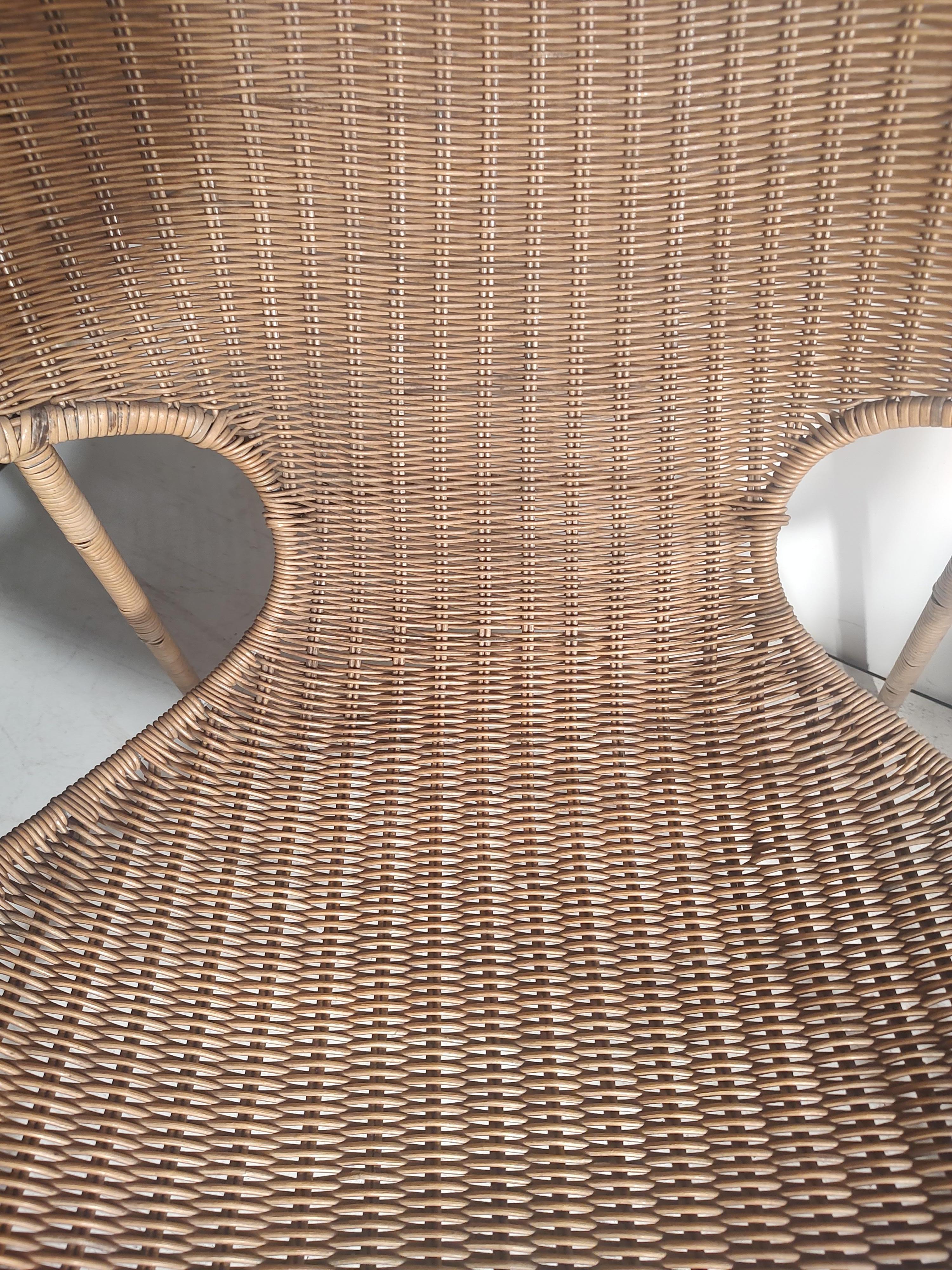 Pair of Mid Century Modern Sculptural Wicker & Iron Lounge Chairs Francis Mair  For Sale 5