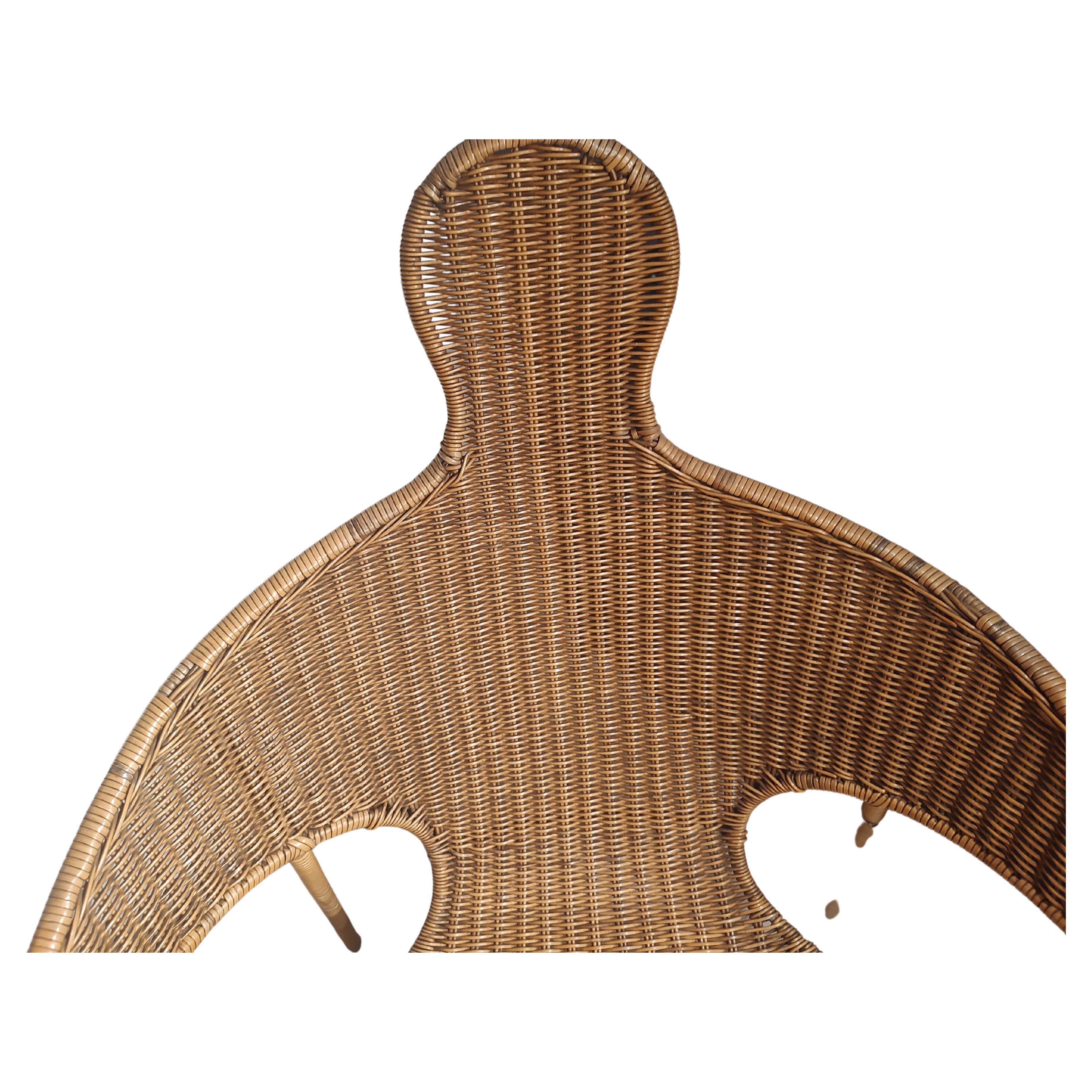 Mid-Century moderno Coppia di sedie da salotto scultoree in vimini e ferro Francis Mair, della metà del secolo scorso in vendita