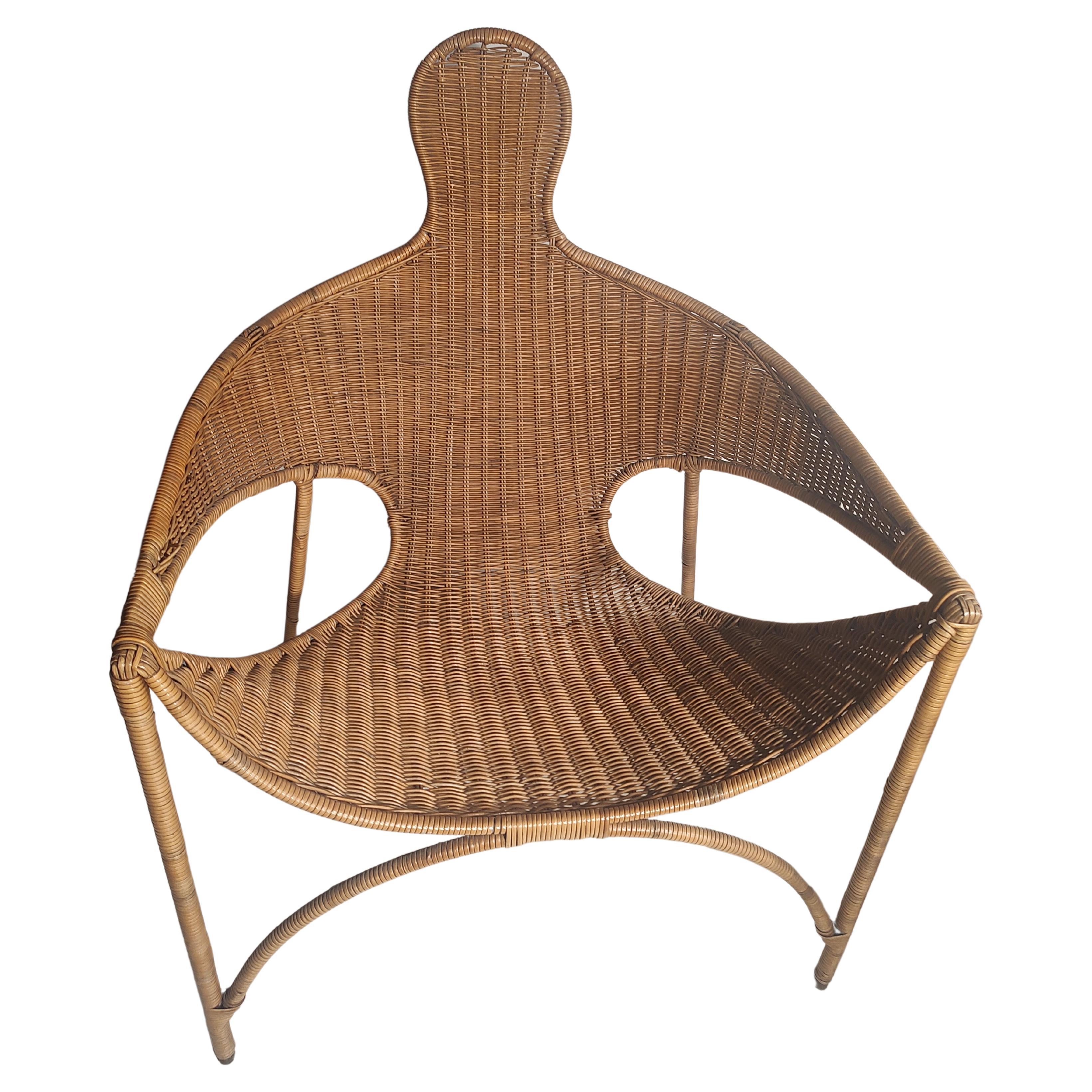 Milieu du XXe siècle Paire de chaises longues sculpturales en osier et fer Francis Mair  en vente