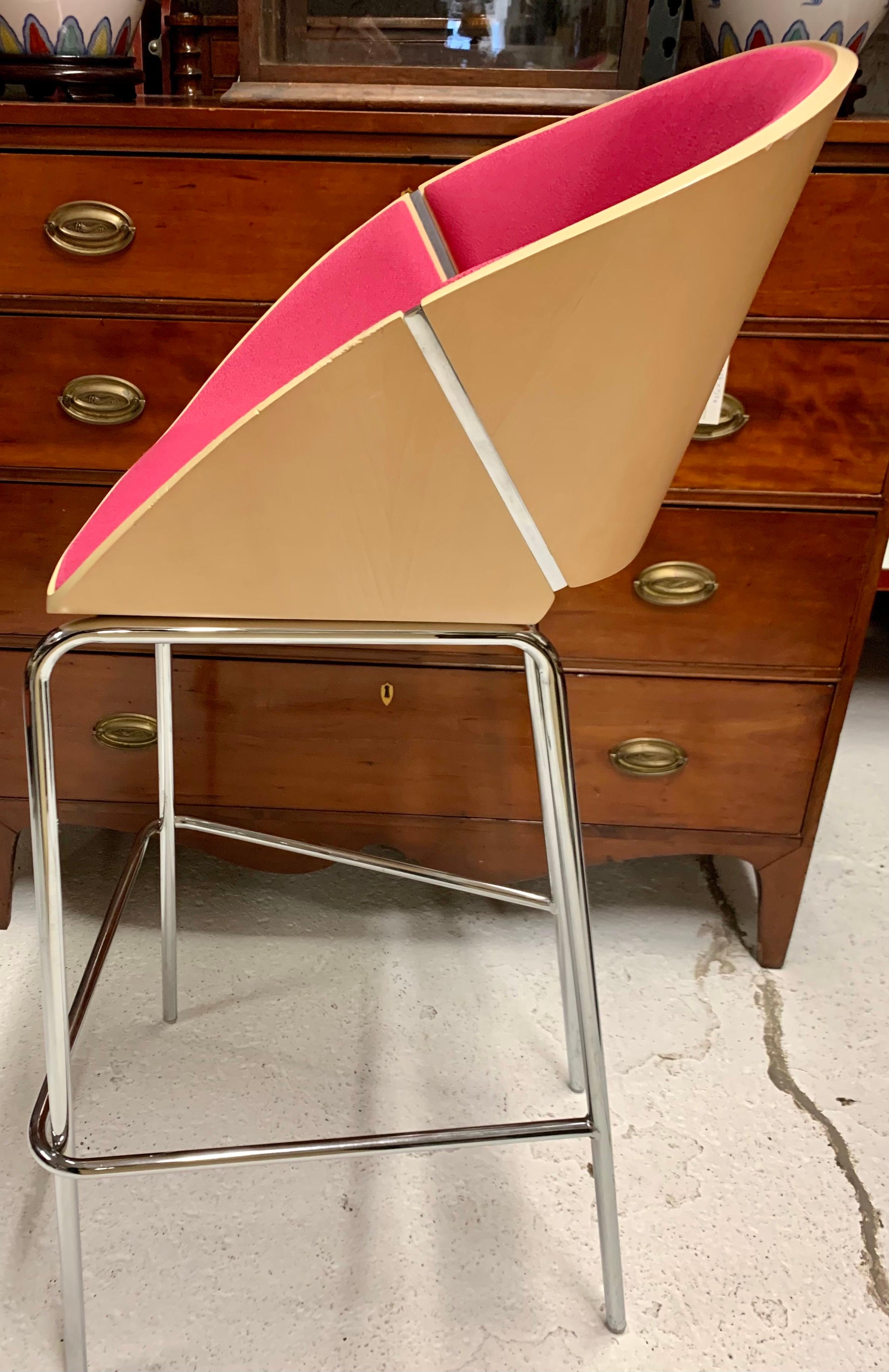 Late 20th Century Pair of Mid-Century Modern Set of Counter Bar Stools Chairs