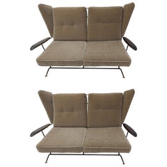 Pair of Mid-Century Modern Two Seat Sofa Settees By Max Stout